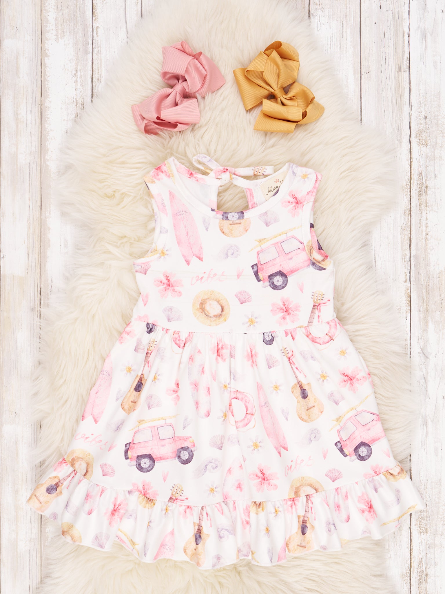 Surf Board Ruffle Dress - Marie Nicole Clothing