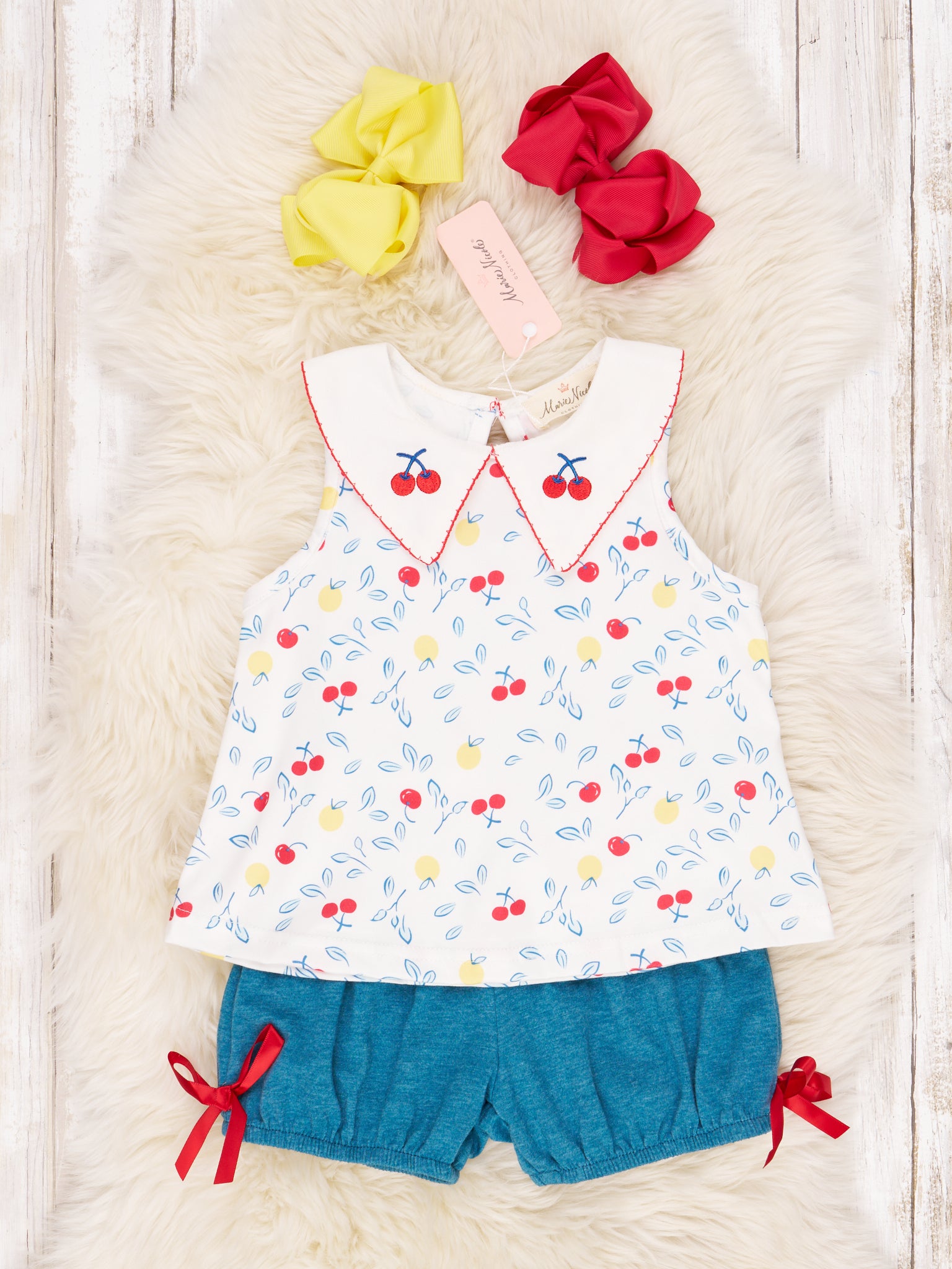Lemons & Cherries Ruffle Outfit - Marie Nicole Clothing