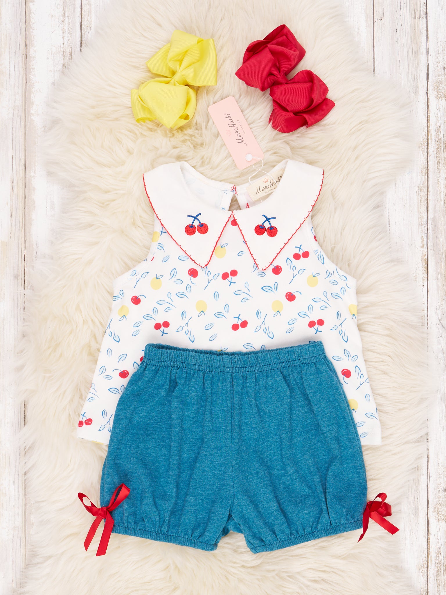 Lemons & Cherries Ruffle Outfit - Marie Nicole Clothing