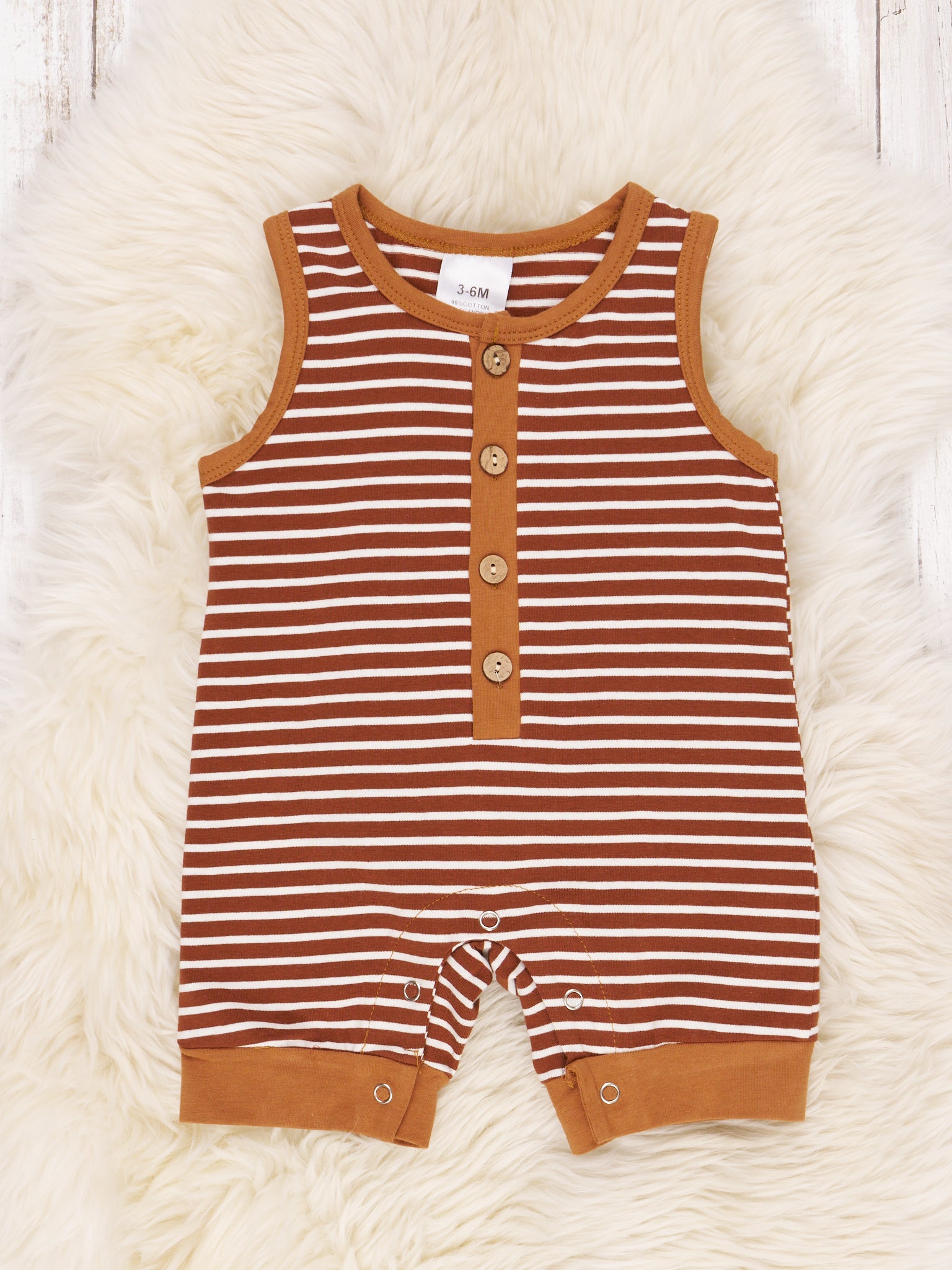 Brown Striped Romper - Marie Nicole Clothing