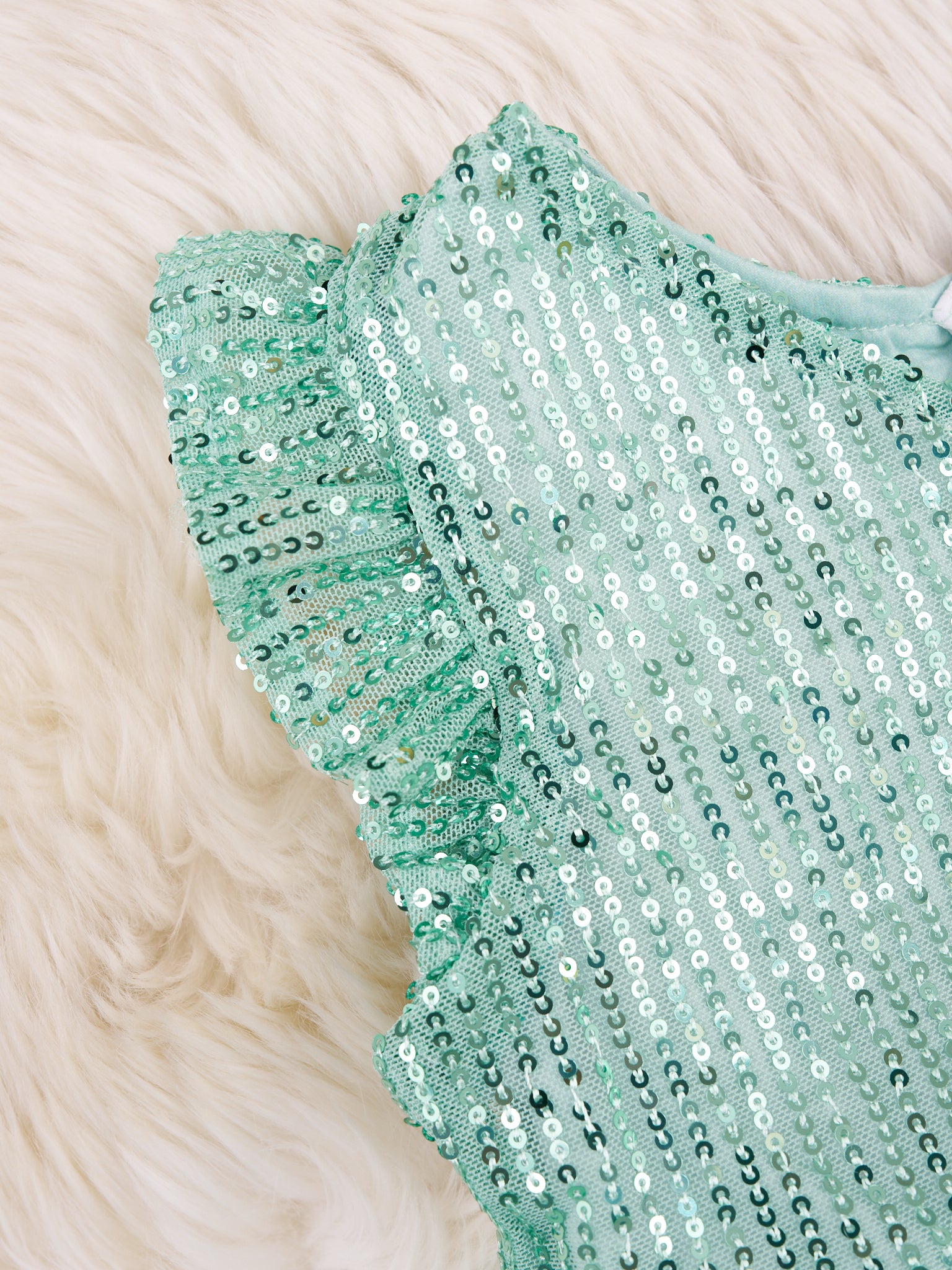 Mint Sequin Tiered Tulle Dress - Marie Nicole Clothing