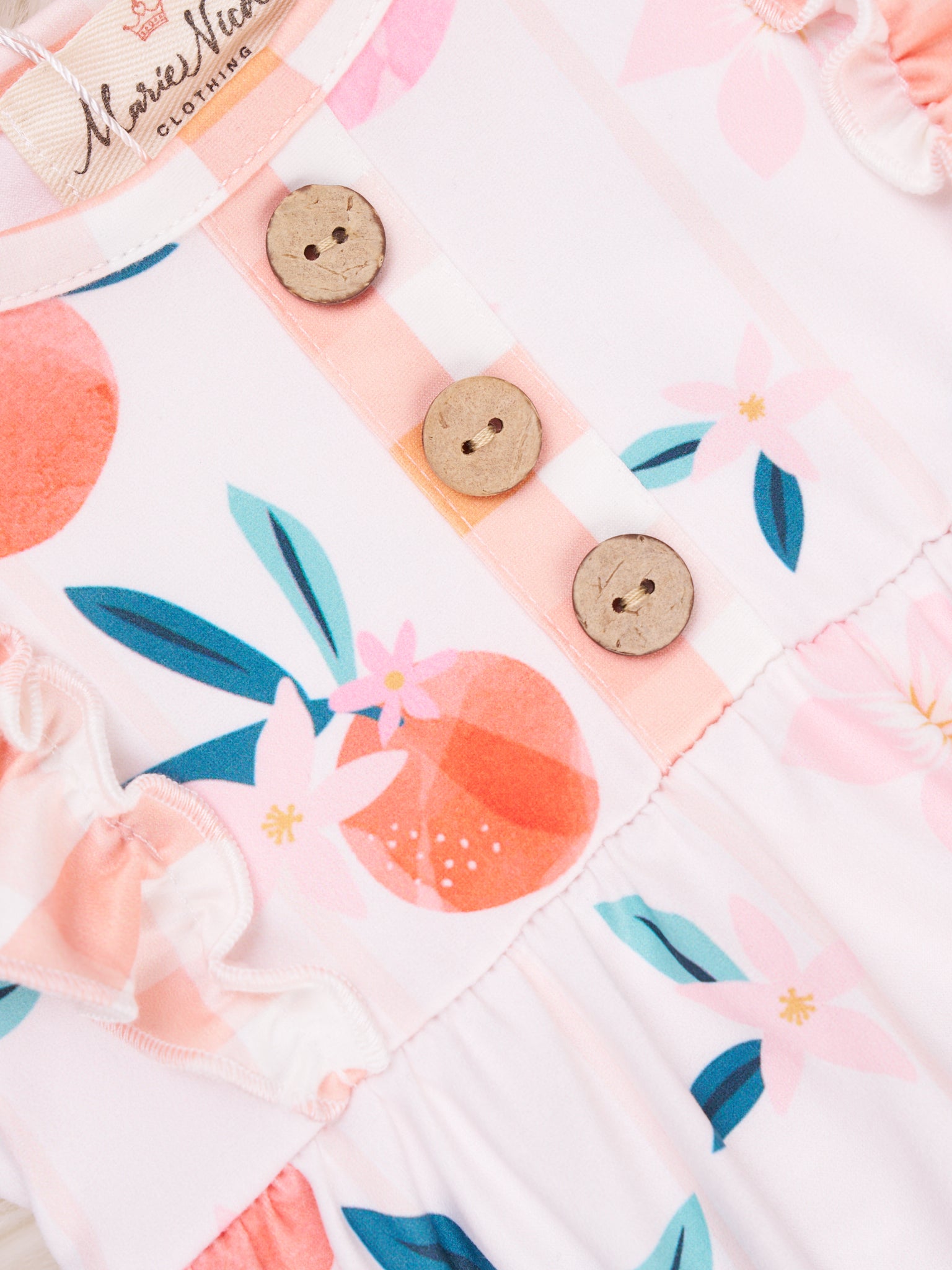 Gingham Oranges Ruffle Romper - Marie Nicole Clothing