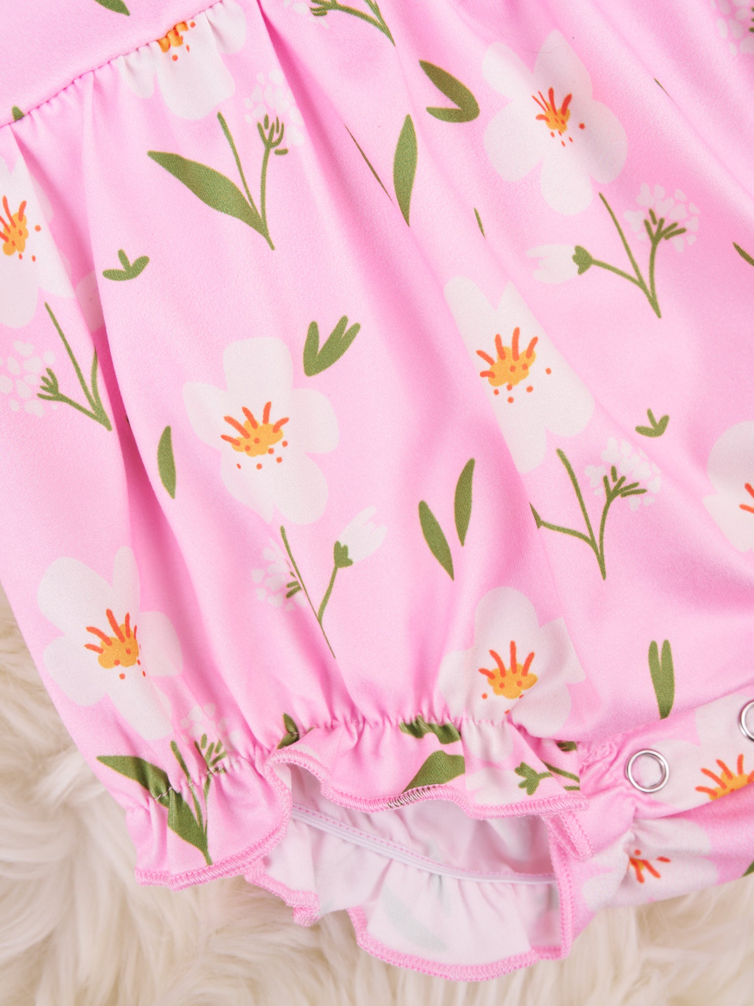 Light Pink Floral Ruffle Tank Romper - Marie Nicole Clothing