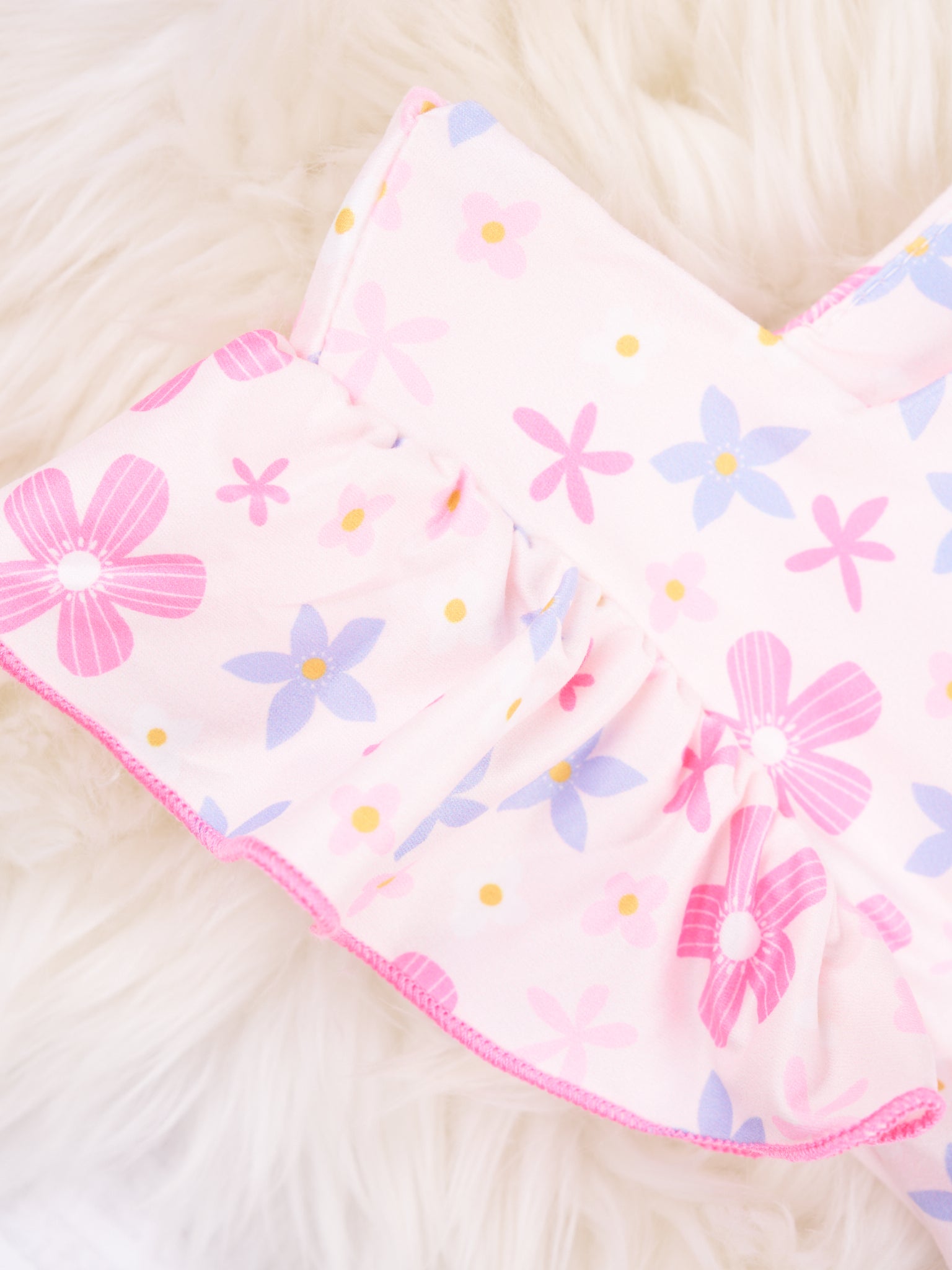 Pink & Periwinkle Floral Ruffle Dress - Marie Nicole Clothing