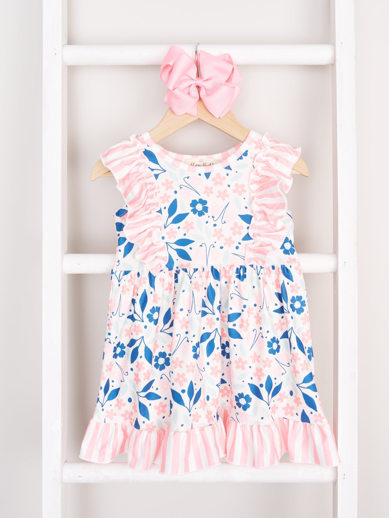 Mom & Me Summer Coral Floral Ruffle Dress - Marie Nicole Clothing