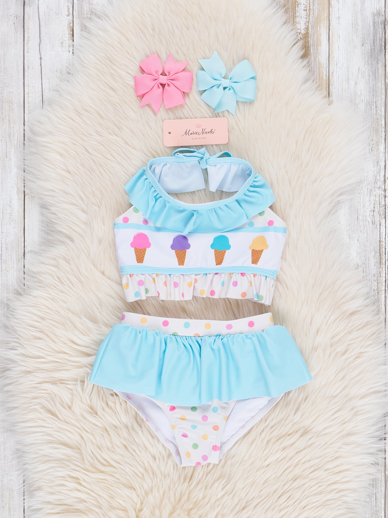 Ice Cream Ruffle 2 - Piece Swimsuit - Marie Nicole Clothing