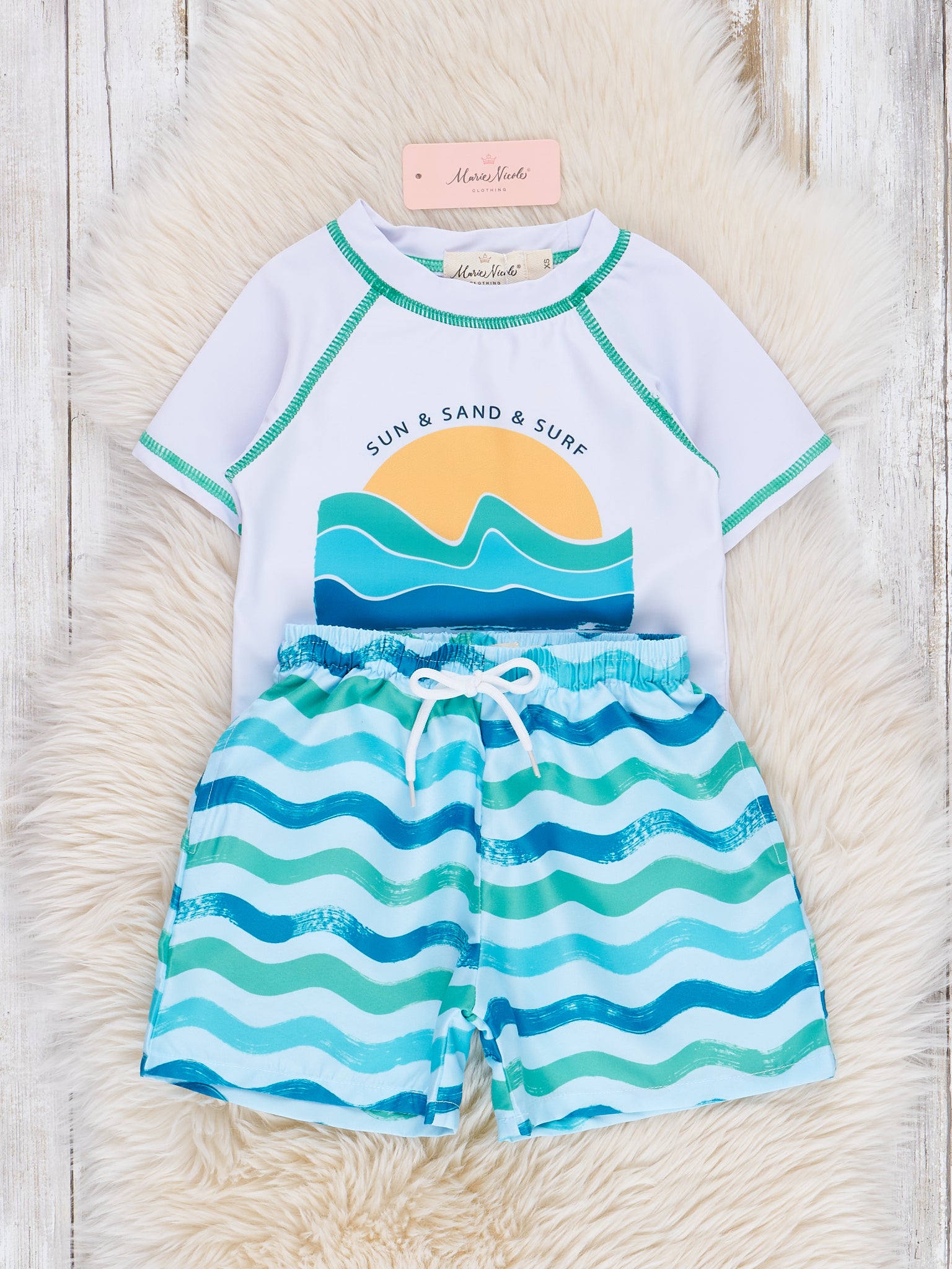 Catching Waves Rashguard Swim Set - Marie Nicole Clothing