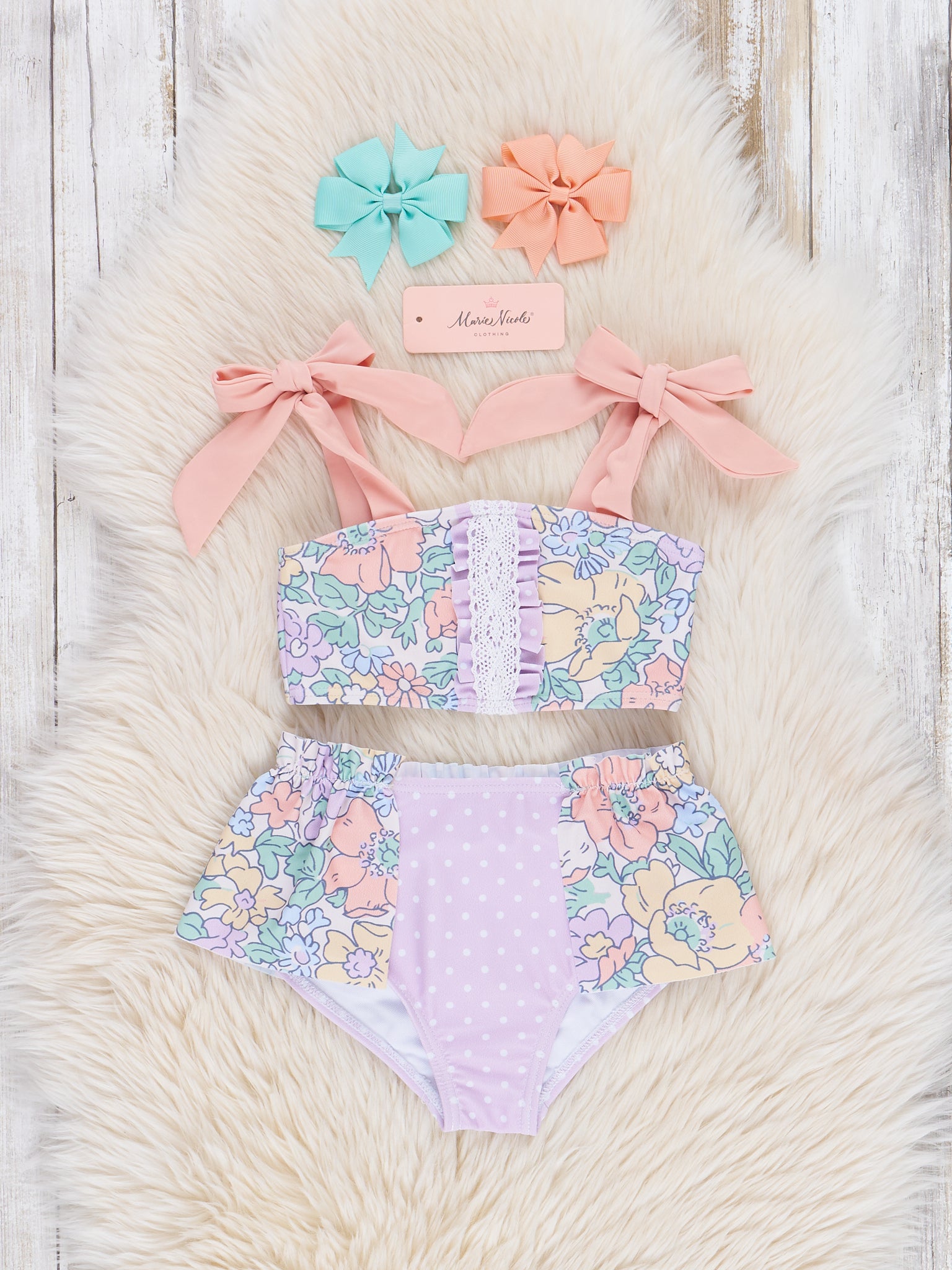 Canna Lilly Doodles Tie Swimsuit - Marie Nicole Clothing