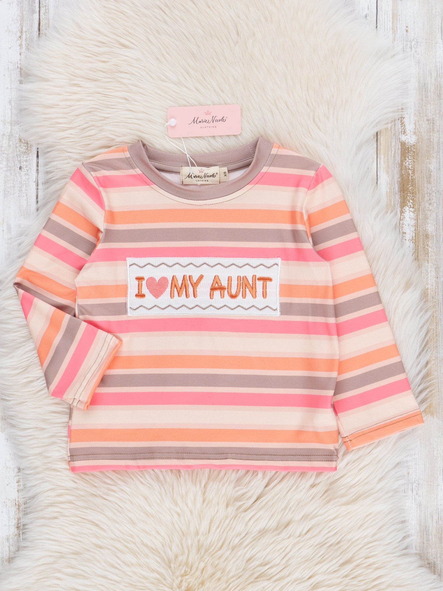 Orange Striped Smocked Aunt Love Shirt - Marie Nicole Clothing