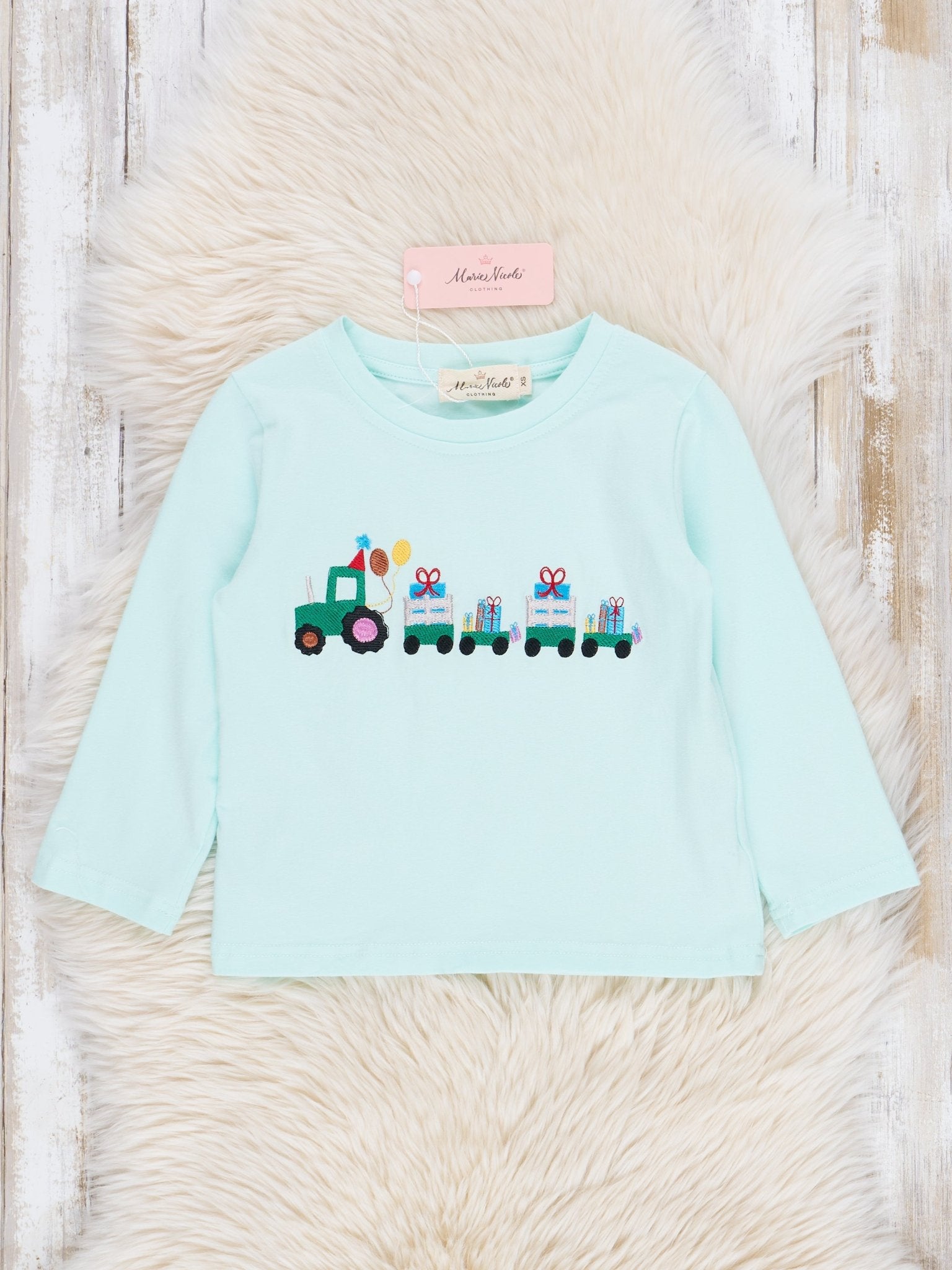 Sweet Mint Embroidered Train Shirt - Marie Nicole Clothing