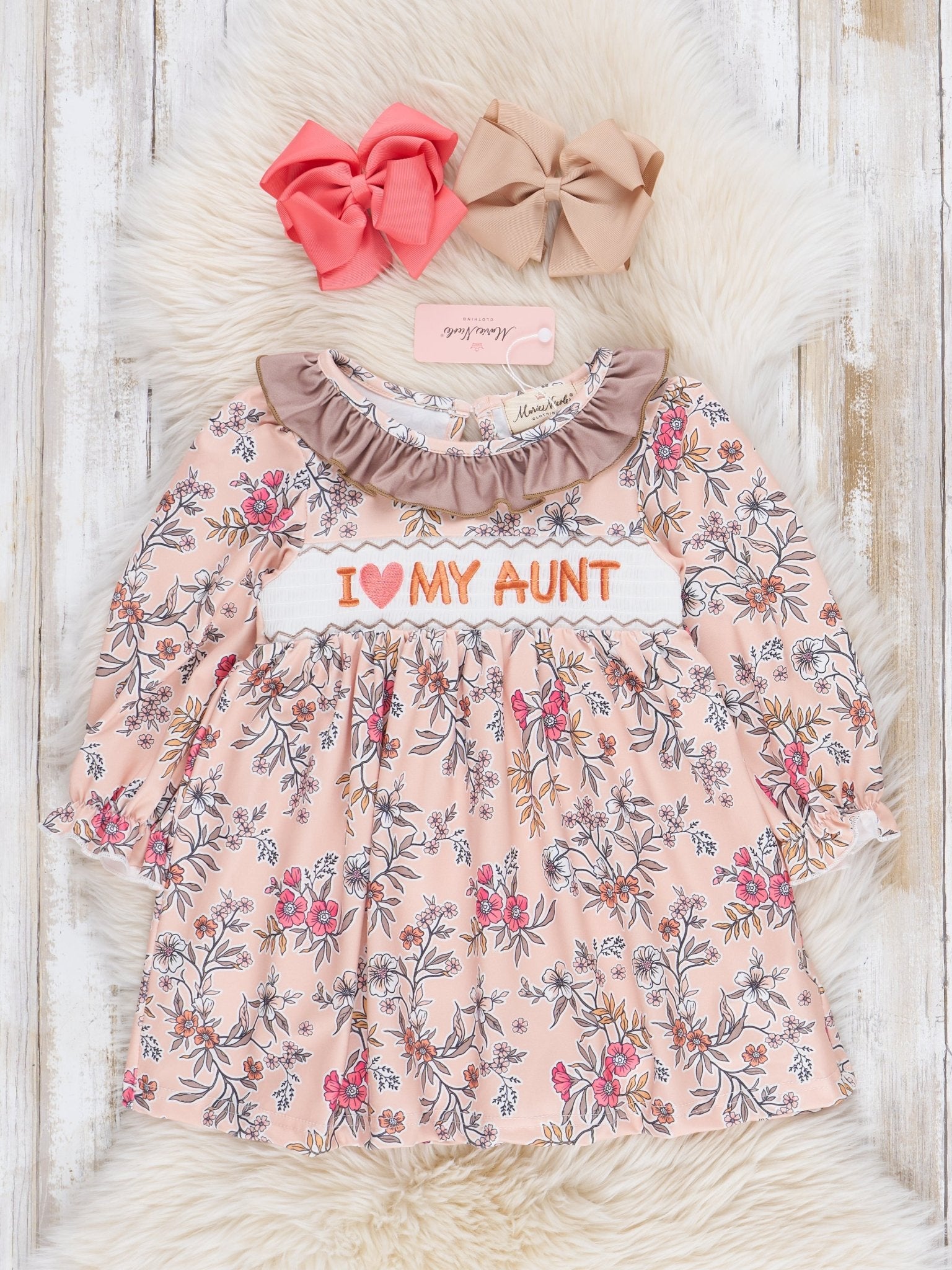 Orange Floral Smocked Aunt Love Dress - Marie Nicole Clothing