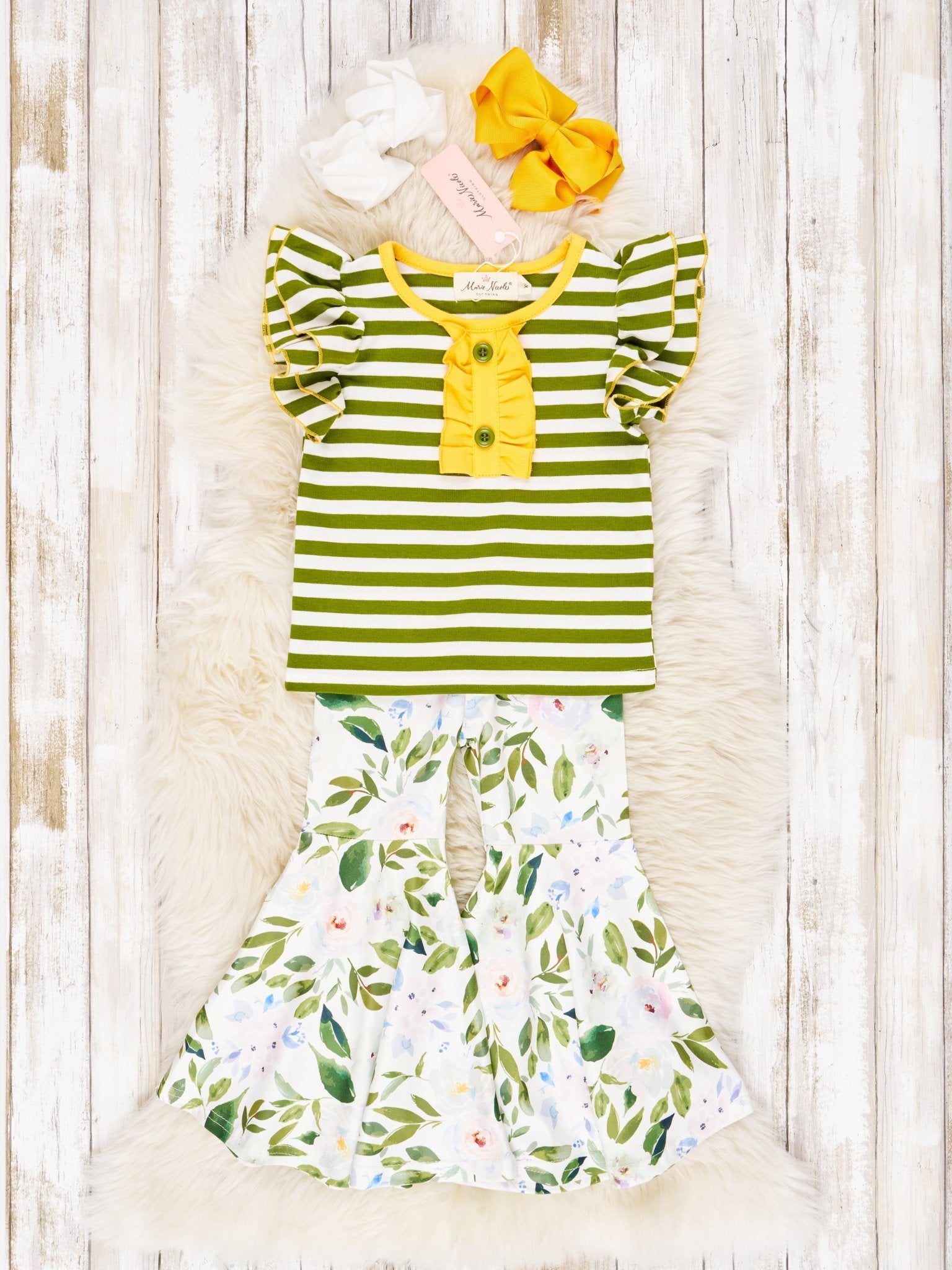 Watercolor Rose Ruffle Outfit - Marie Nicole Clothing