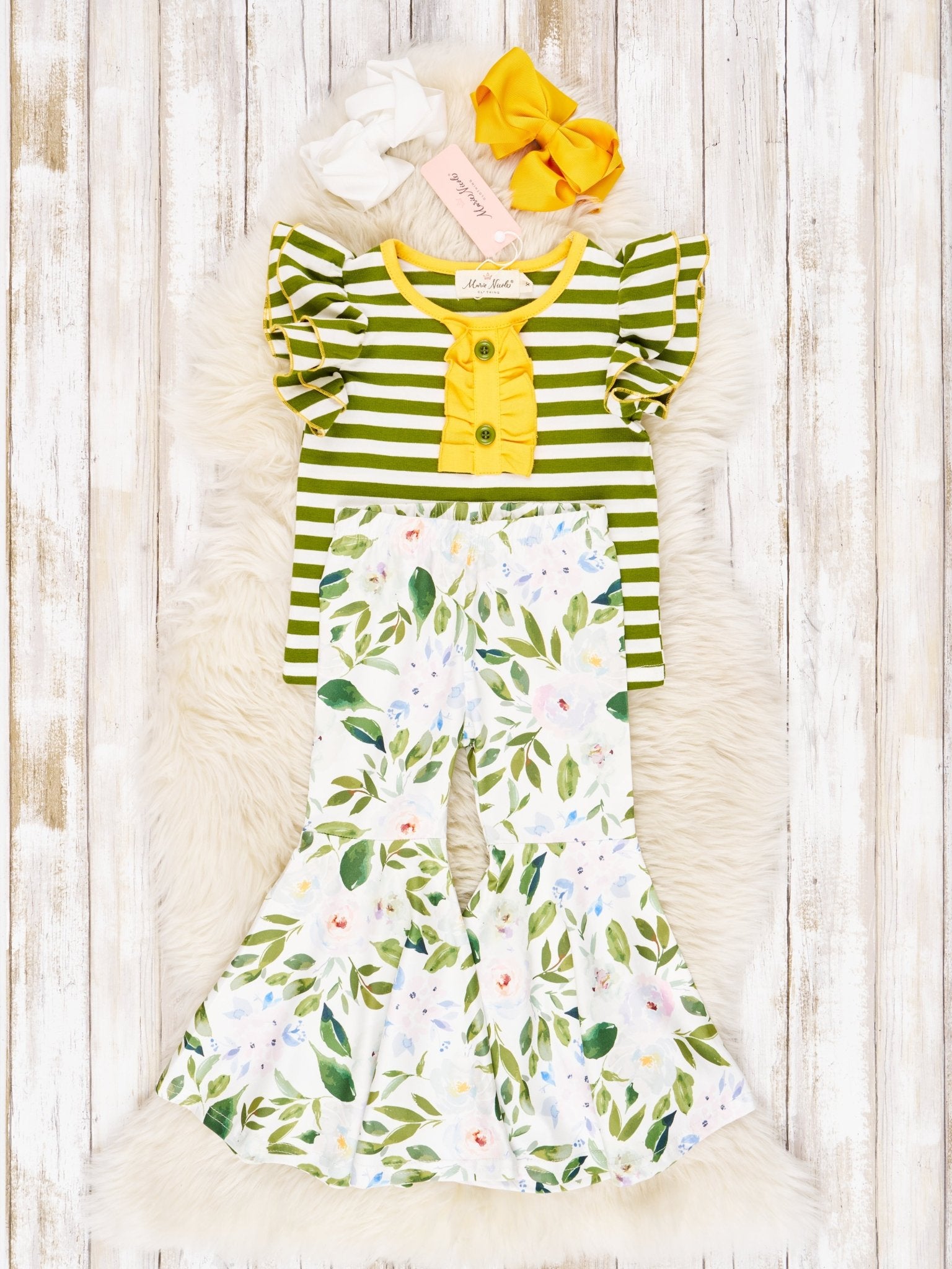 Watercolor Rose Ruffle Outfit - Marie Nicole Clothing