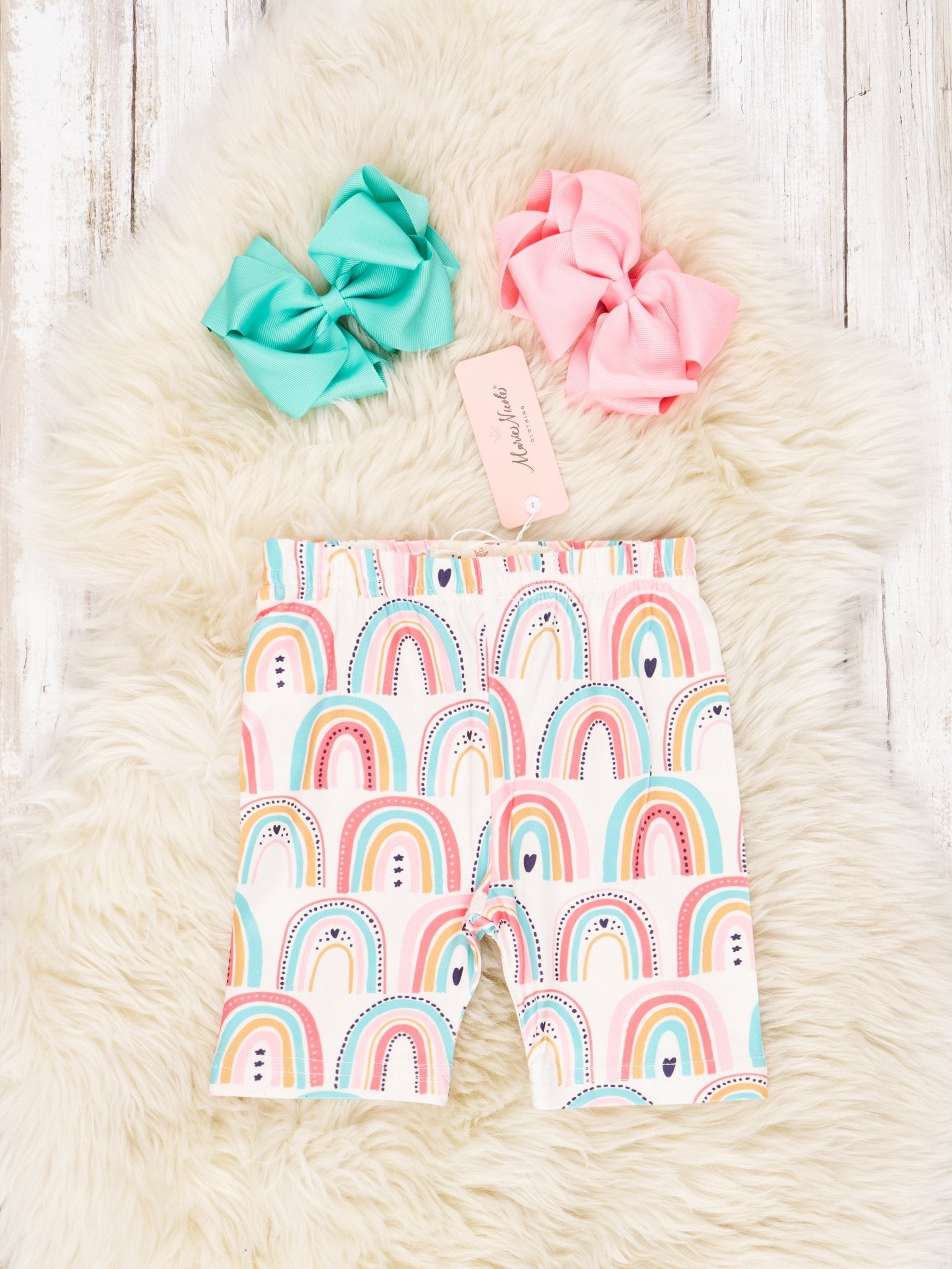 Rainbow Long Biker Shorts - Marie Nicole Clothing