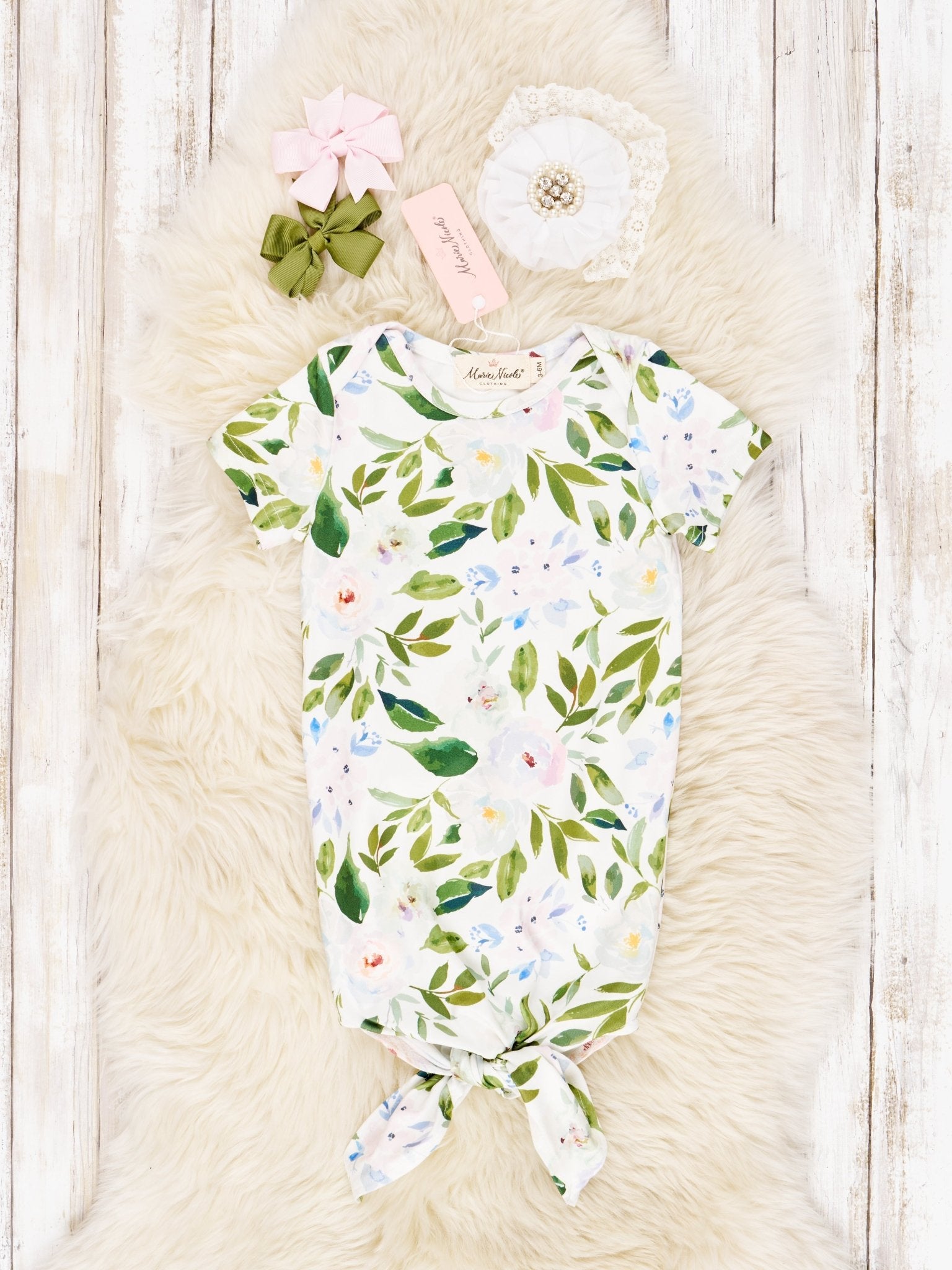 Watercolor Rose Ruffle Knot Gown - Marie Nicole Clothing