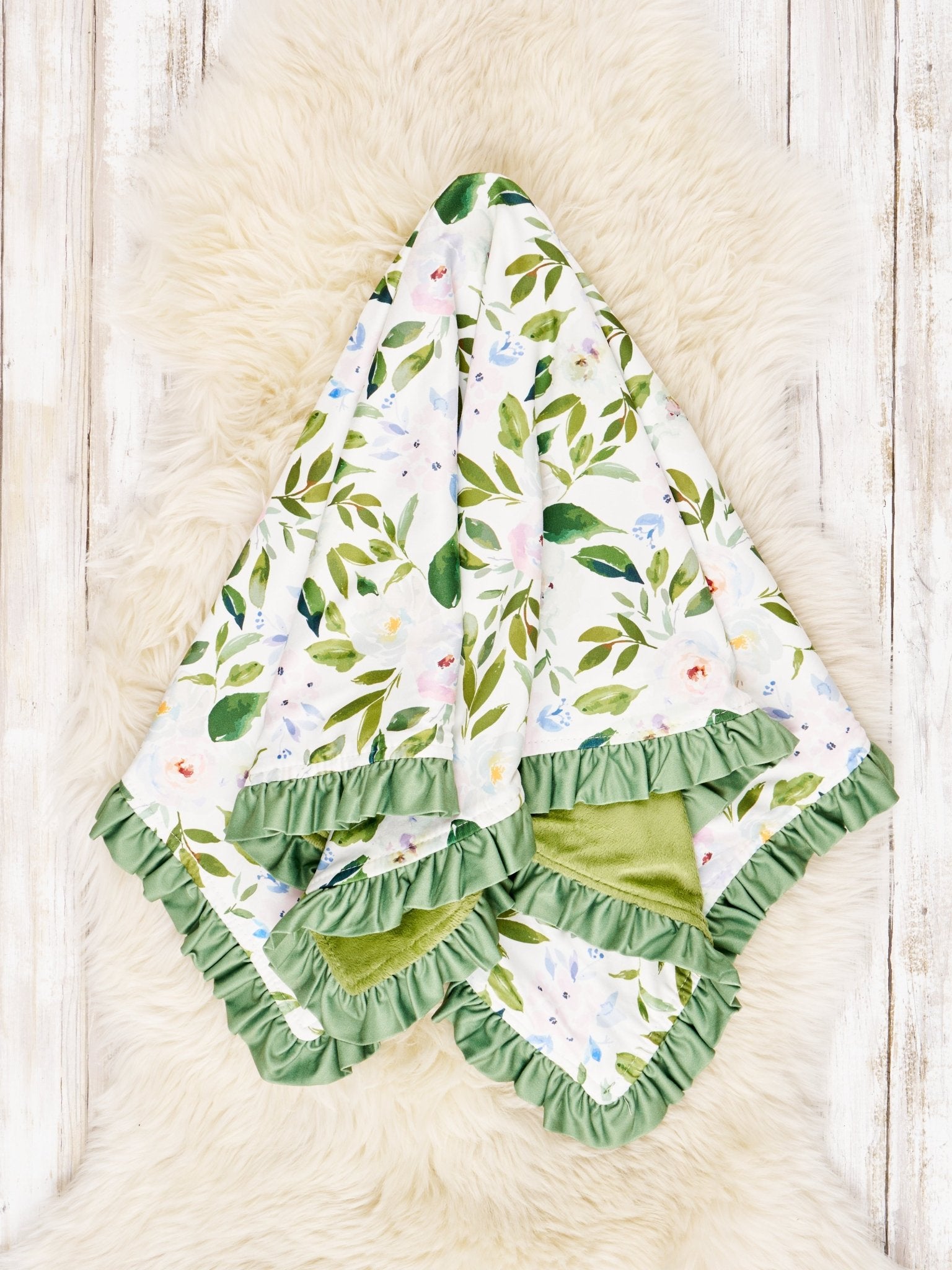 Watercolor Rose Ruffle Blanket - Marie Nicole Clothing