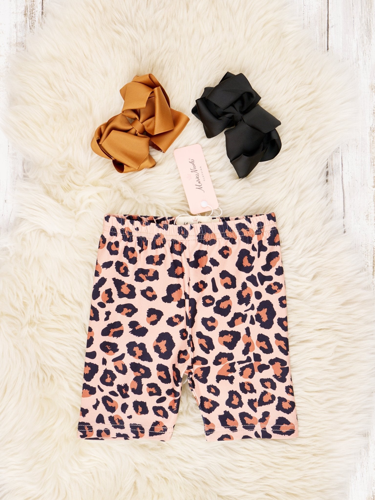 Leopard Long Biker Shorts - Marie Nicole Clothing