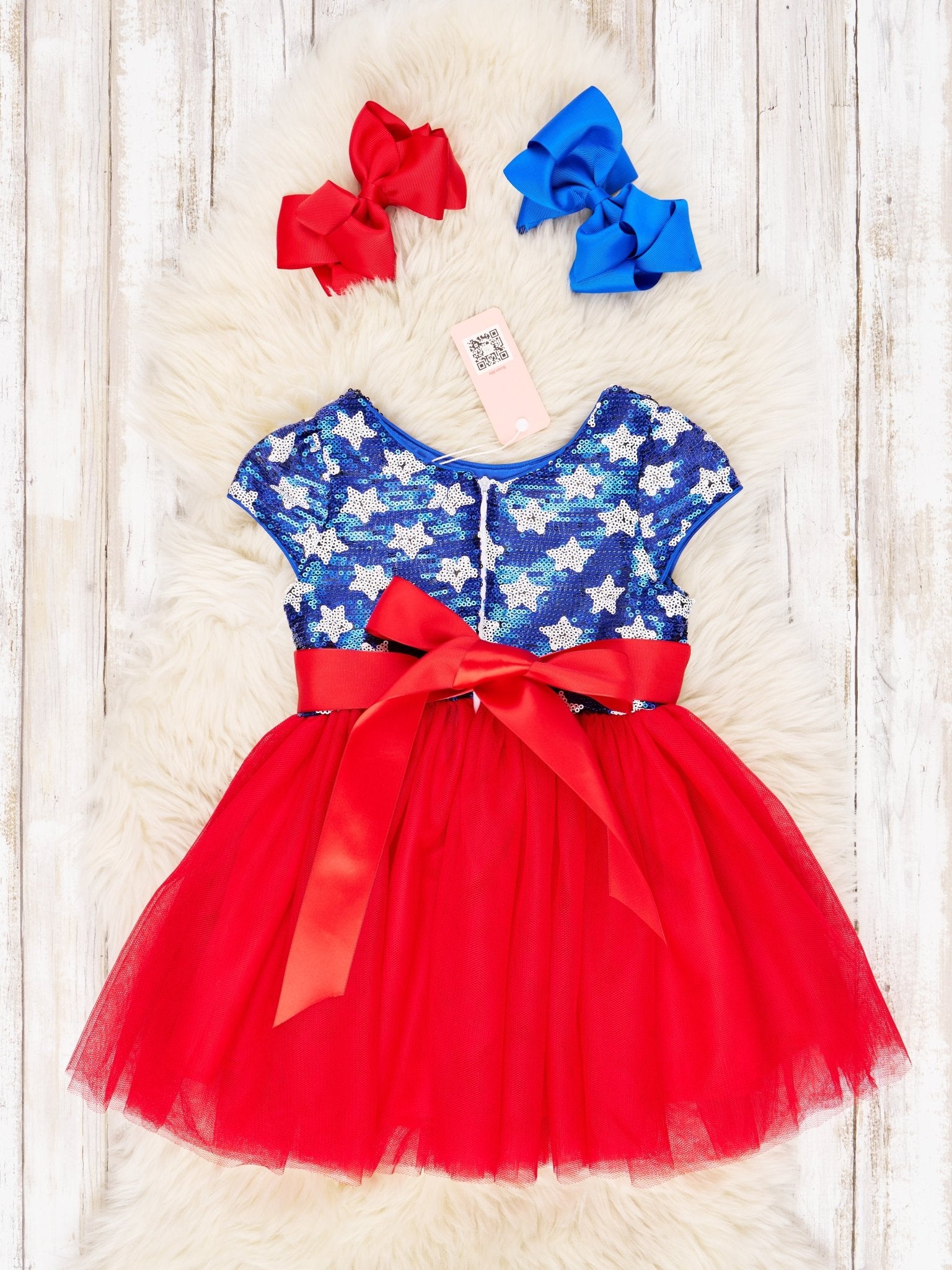 Stars & Stripes Sequin Red Tulle Dress - Marie Nicole Clothing