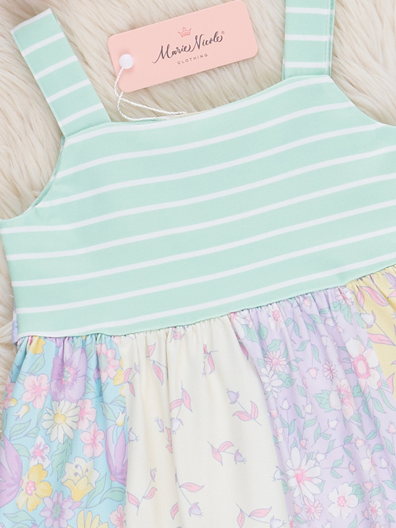 Pastel Buds & Blooms Ruffle Tie Dress - Marie Nicole Clothing