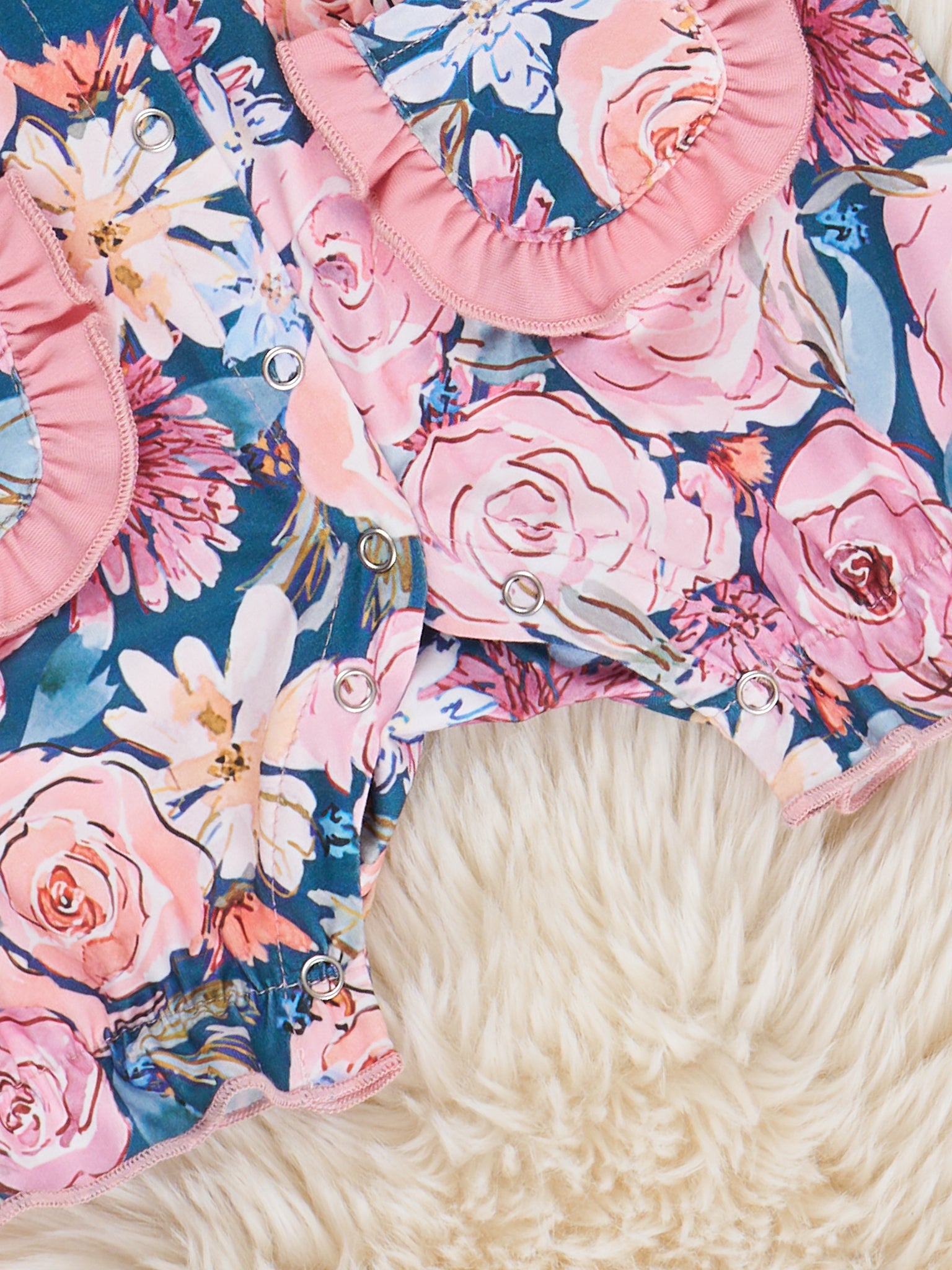 Dusty Rose Watercolor Ruffle Romper - Marie Nicole Clothing