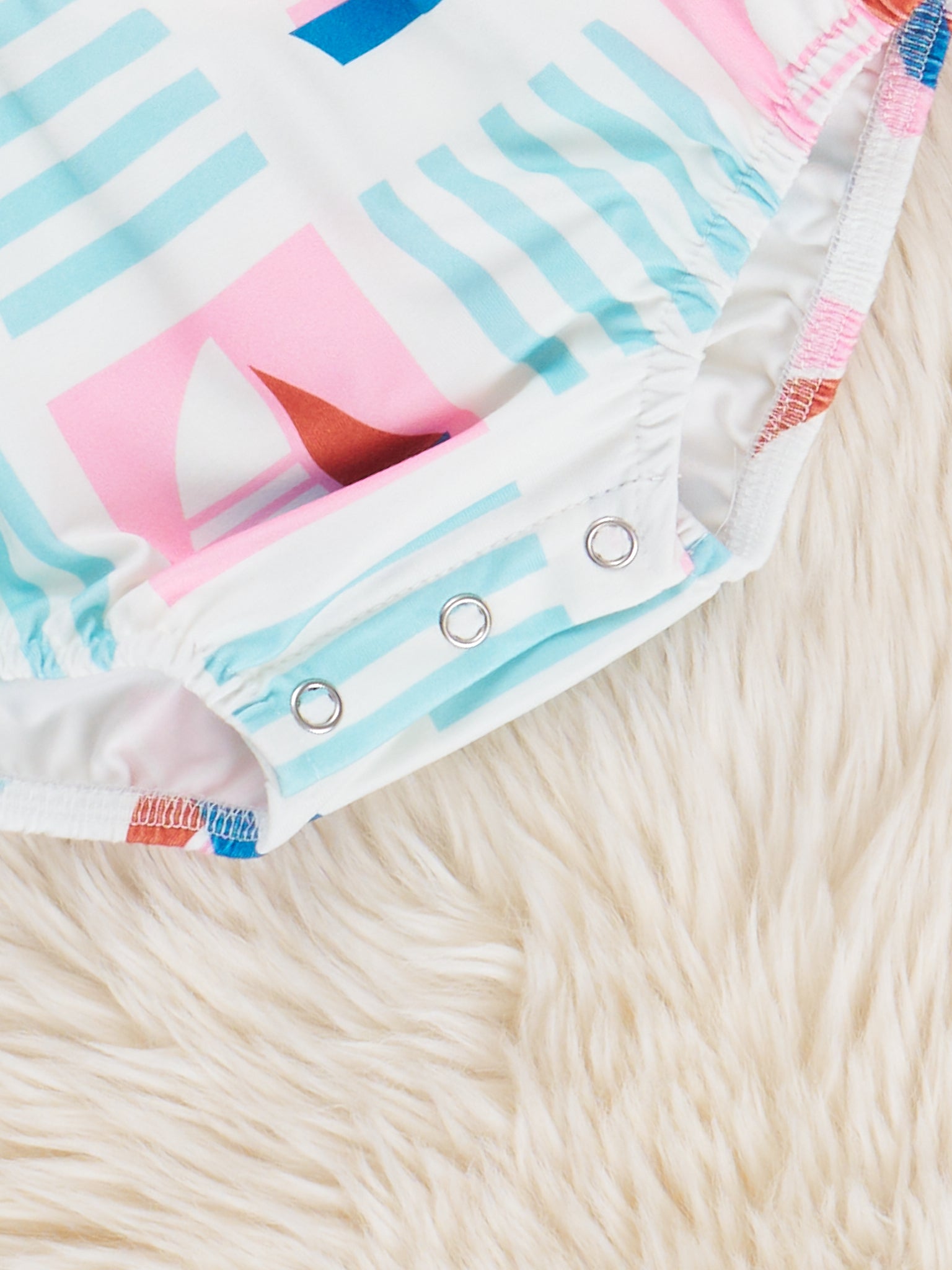 Pink & Blue Embroidered Sailboats Bubble Romper - Marie Nicole Clothing