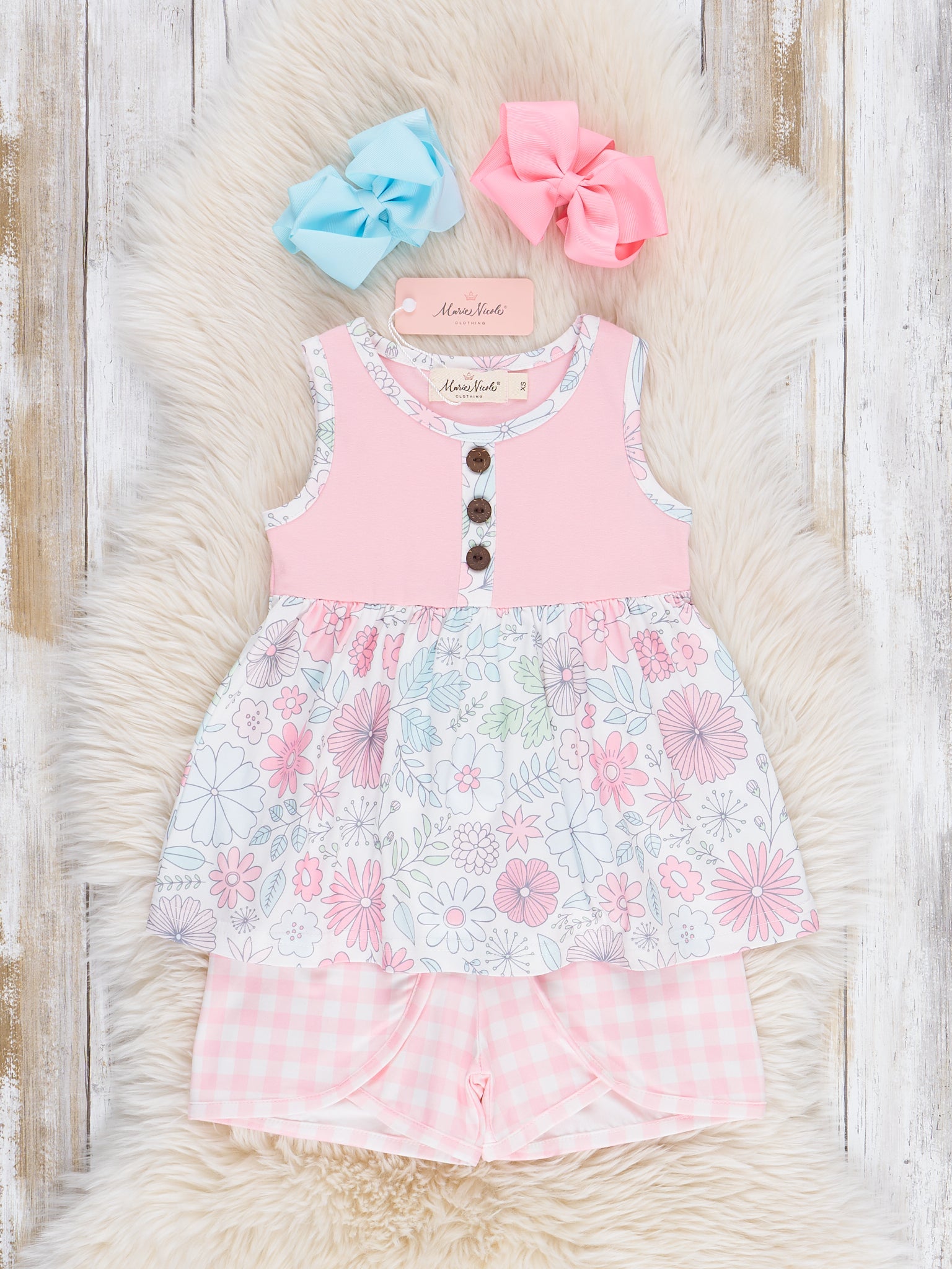 Sweet Wildflowers Gingham Outfit - Marie Nicole Clothing