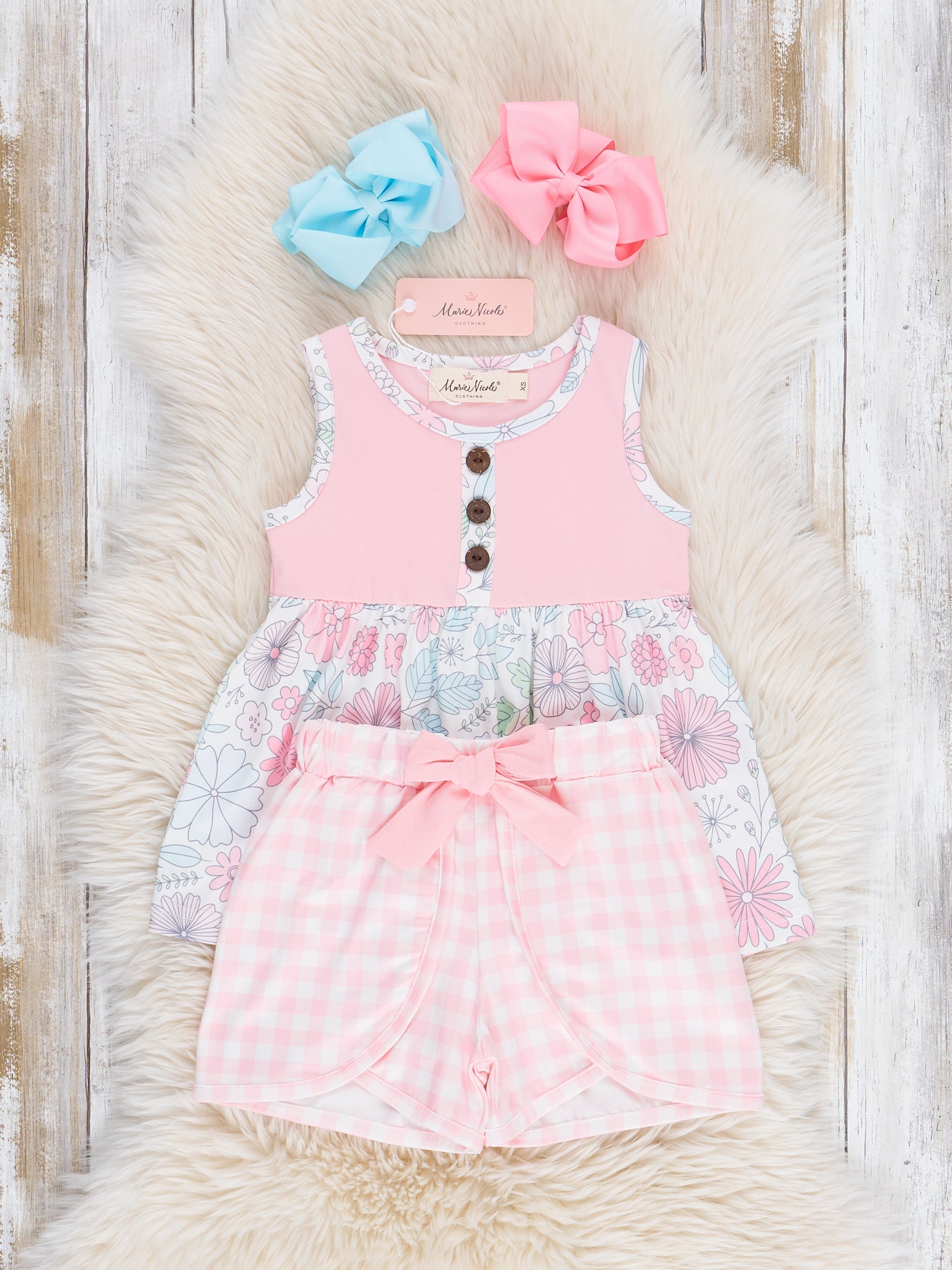 Sweet Wildflowers Gingham Outfit - Marie Nicole Clothing