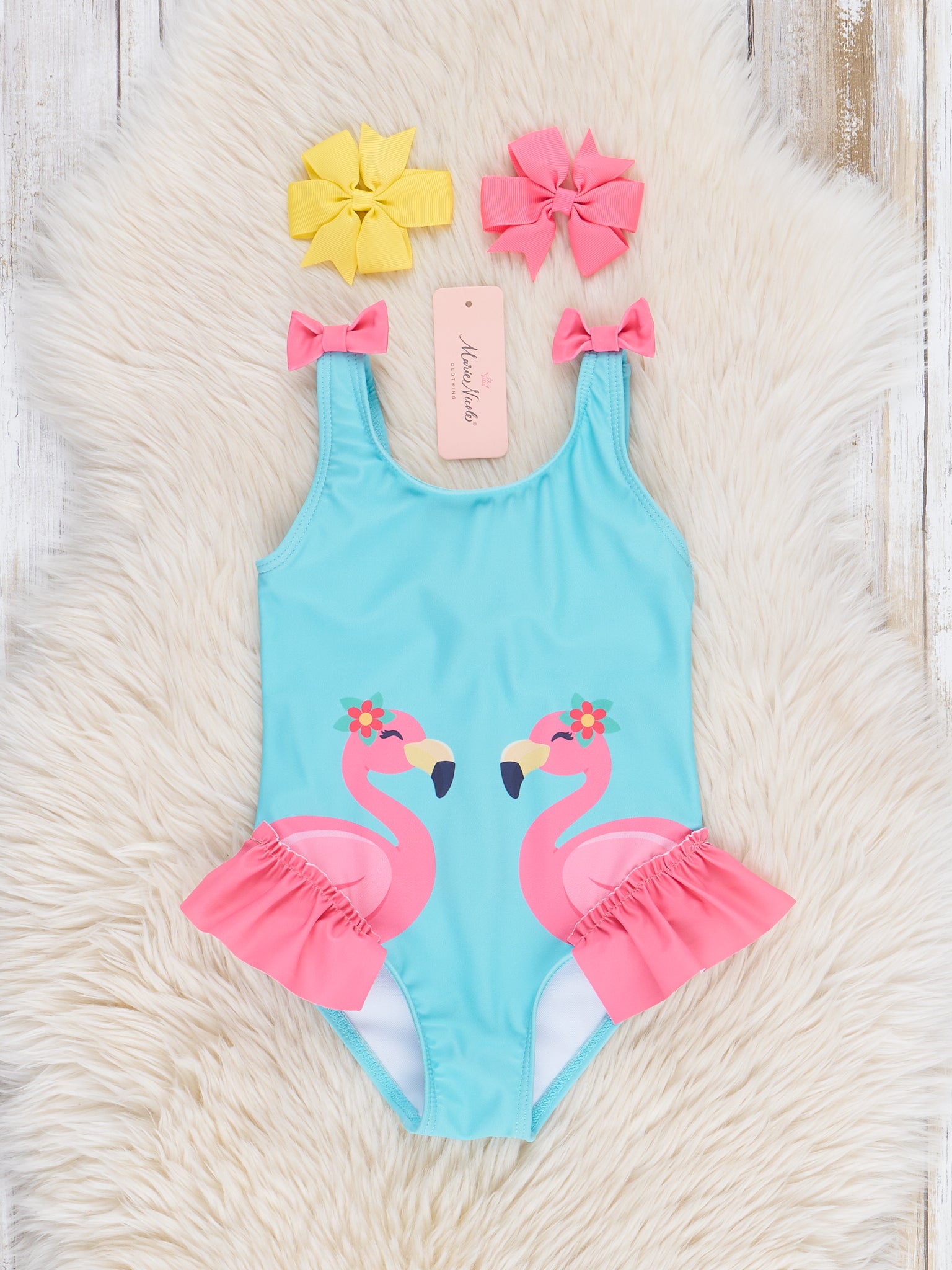 Flamingo Feathers Ruffle Swimsuit - Marie Nicole Clothing