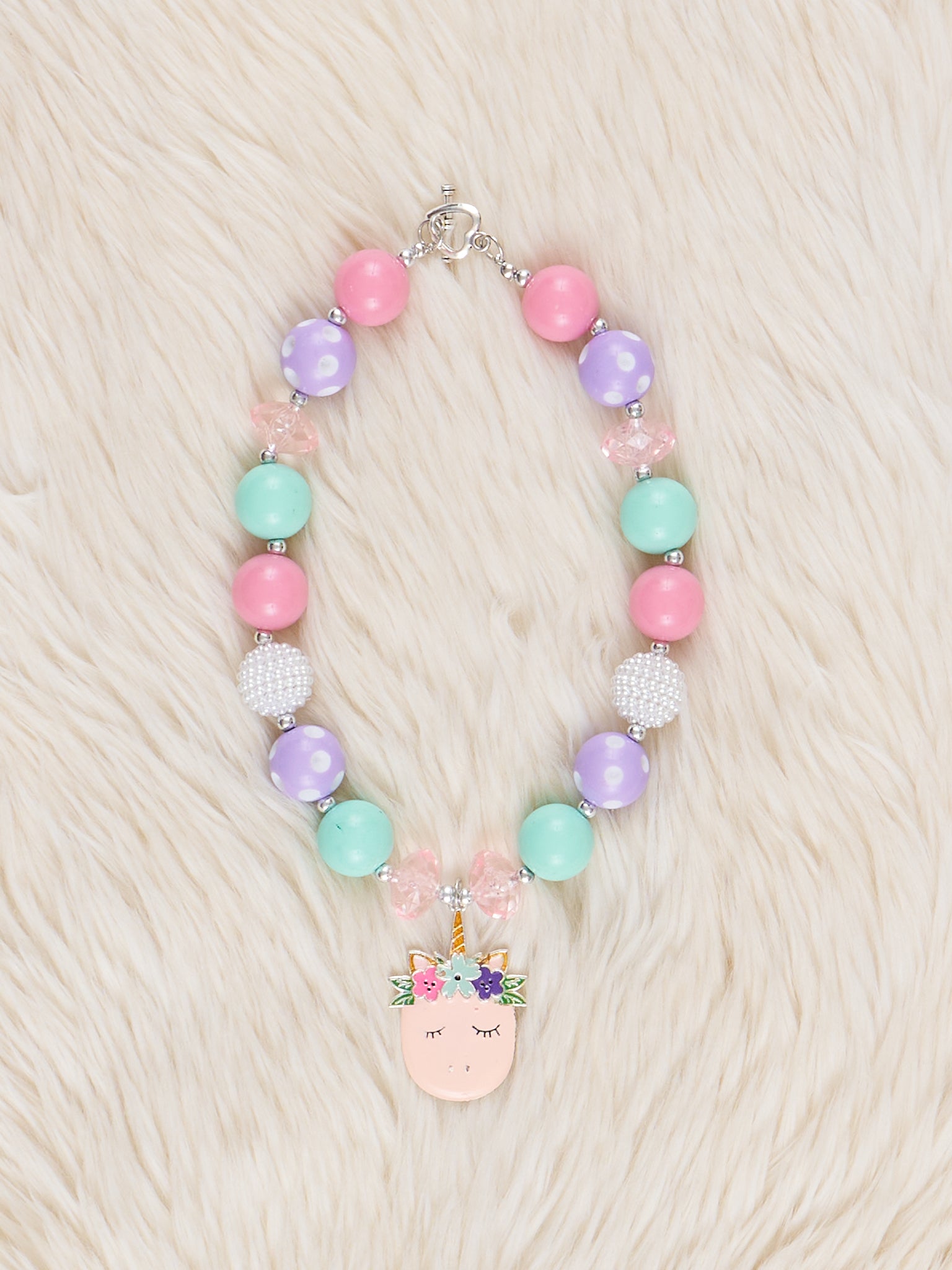 Unicorn Charm Bubblegum Necklace - Marie Nicole Clothing