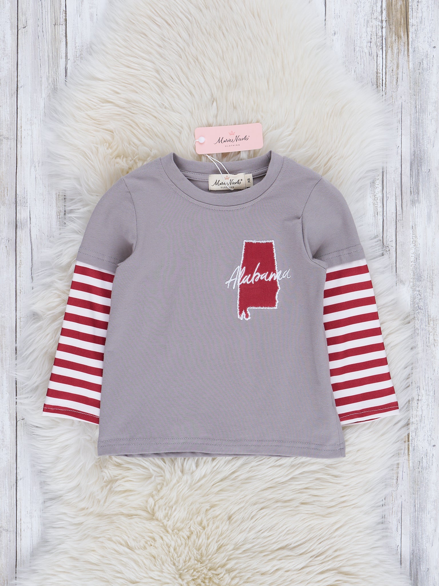 AL Crimson Stripe Raglan Top - Marie Nicole Clothing