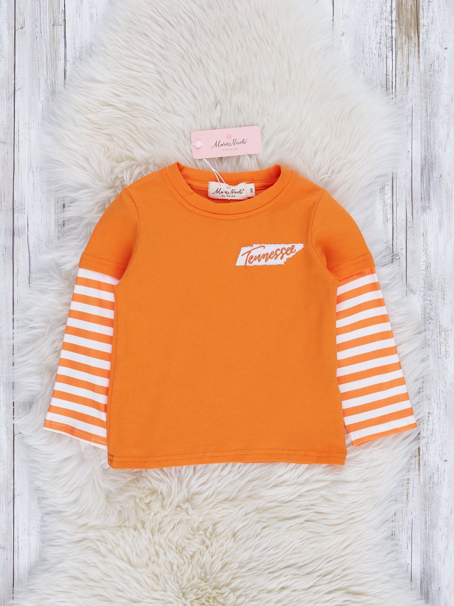 TN Orange Stripe Raglan Top - Marie Nicole Clothing