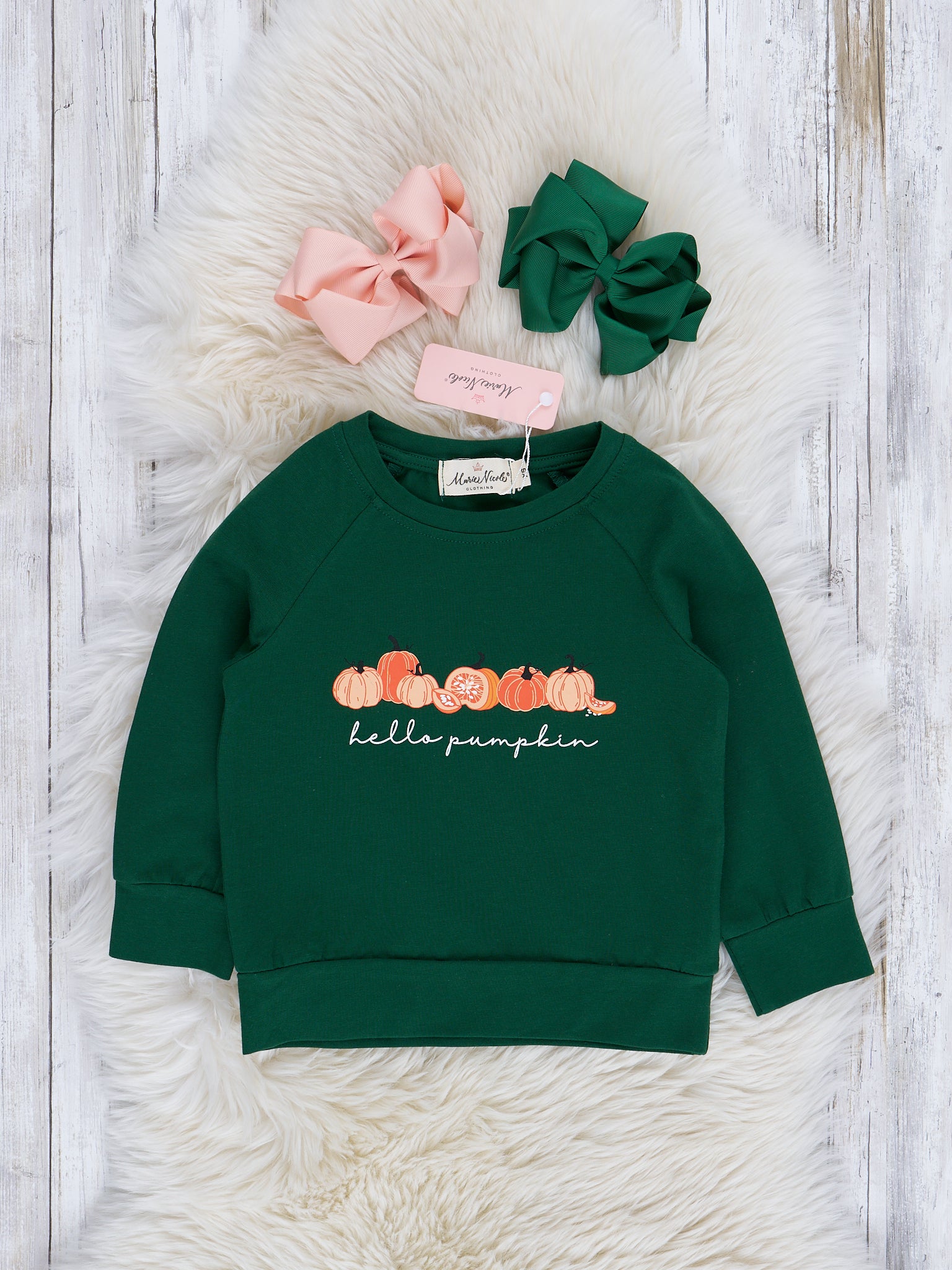 Mom & Me Olive "Hello Pumpkin" Crew Neck - Marie Nicole Clothing