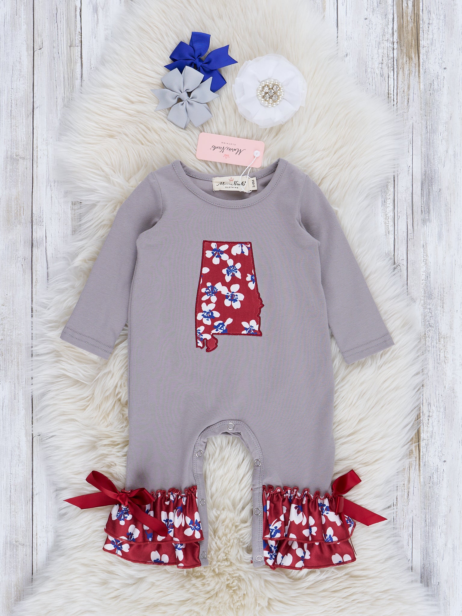 AL Crimson Floral Ruffle Romper - Marie Nicole Clothing