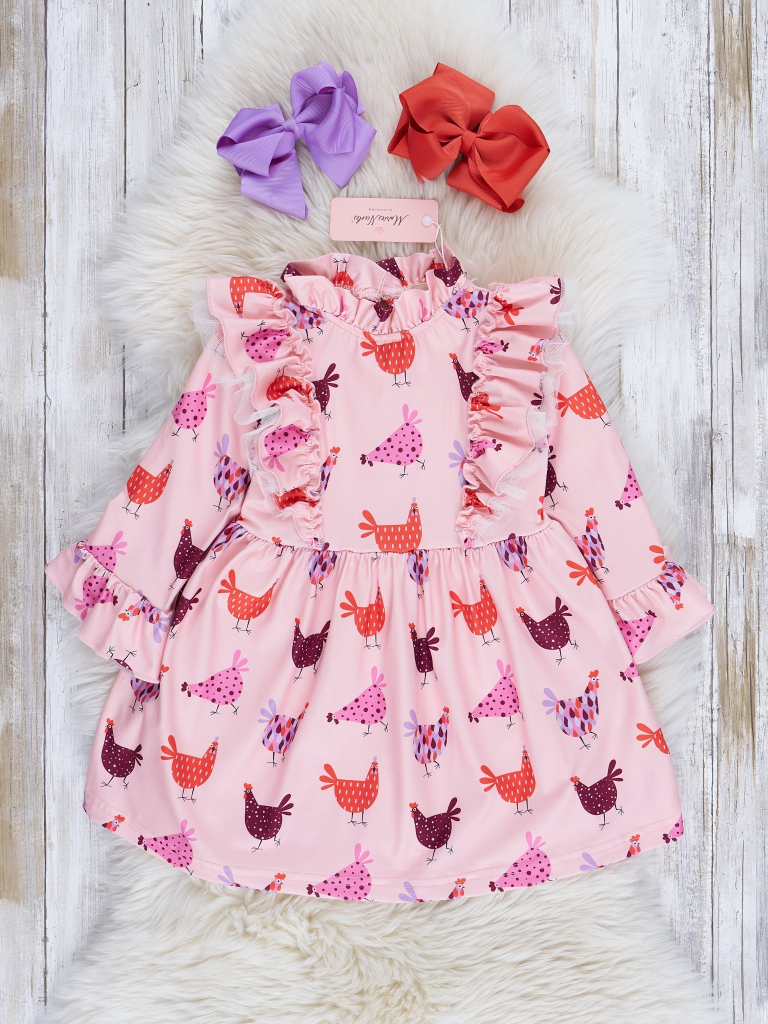 Blush Chicken Ruffle Dress - Marie Nicole Clothing