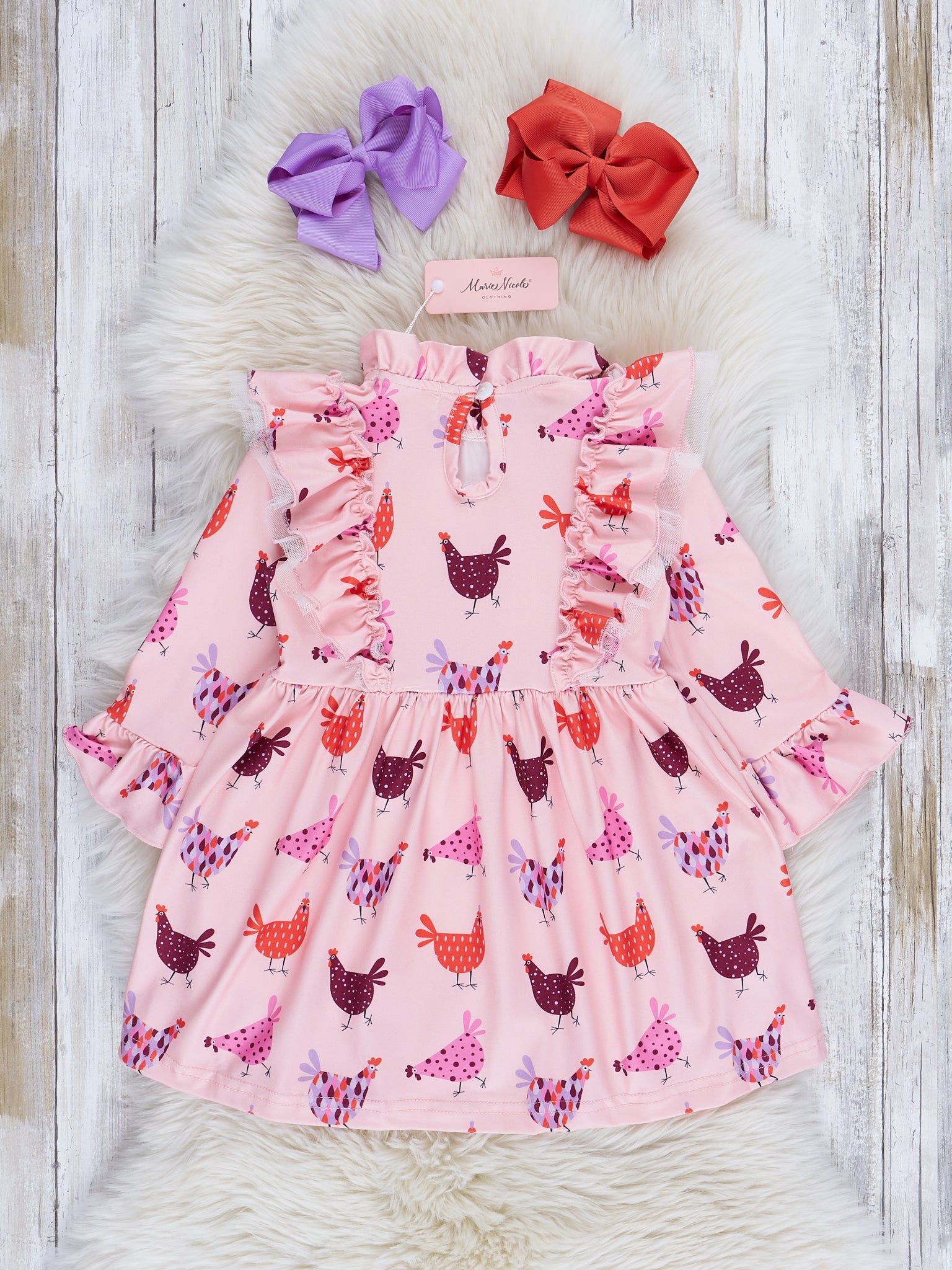 Blush Chicken Ruffle Dress - Marie Nicole Clothing