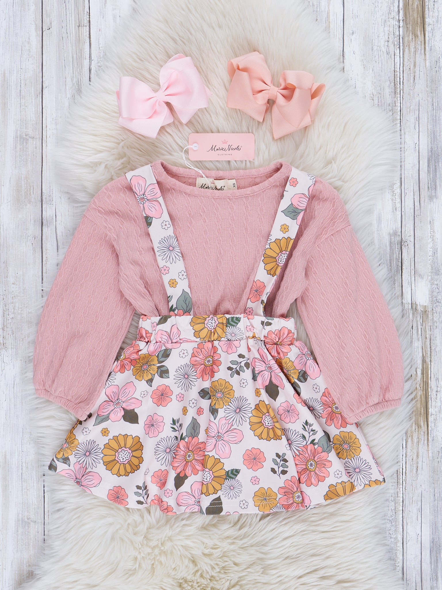 Pink Marigold Dreams Overalls Set - Marie Nicole Clothing