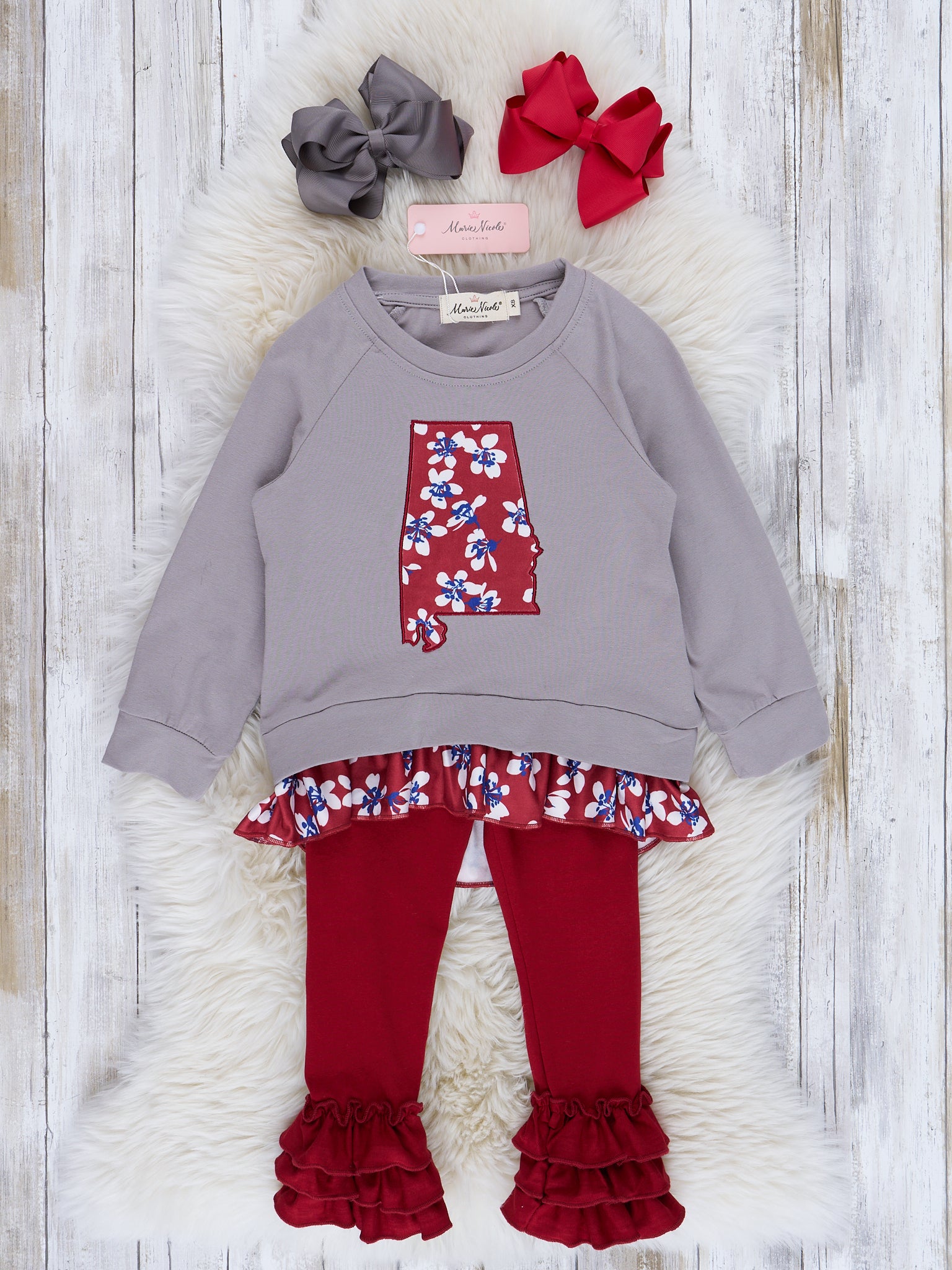 AL Crimson Floral Cupcake Legging Outfit - Marie Nicole Clothing