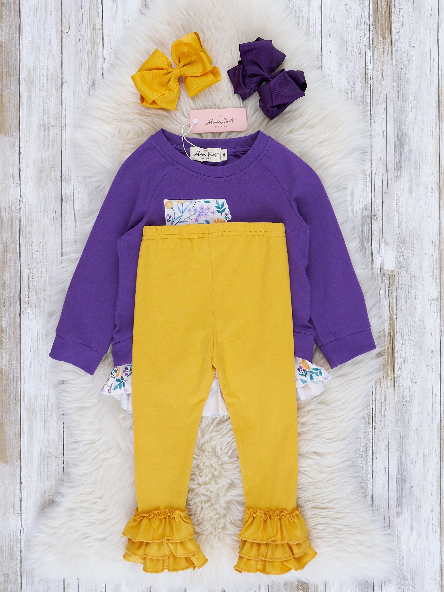 LA Purple Floral Cupcake Legging Outfit - Marie Nicole Clothing