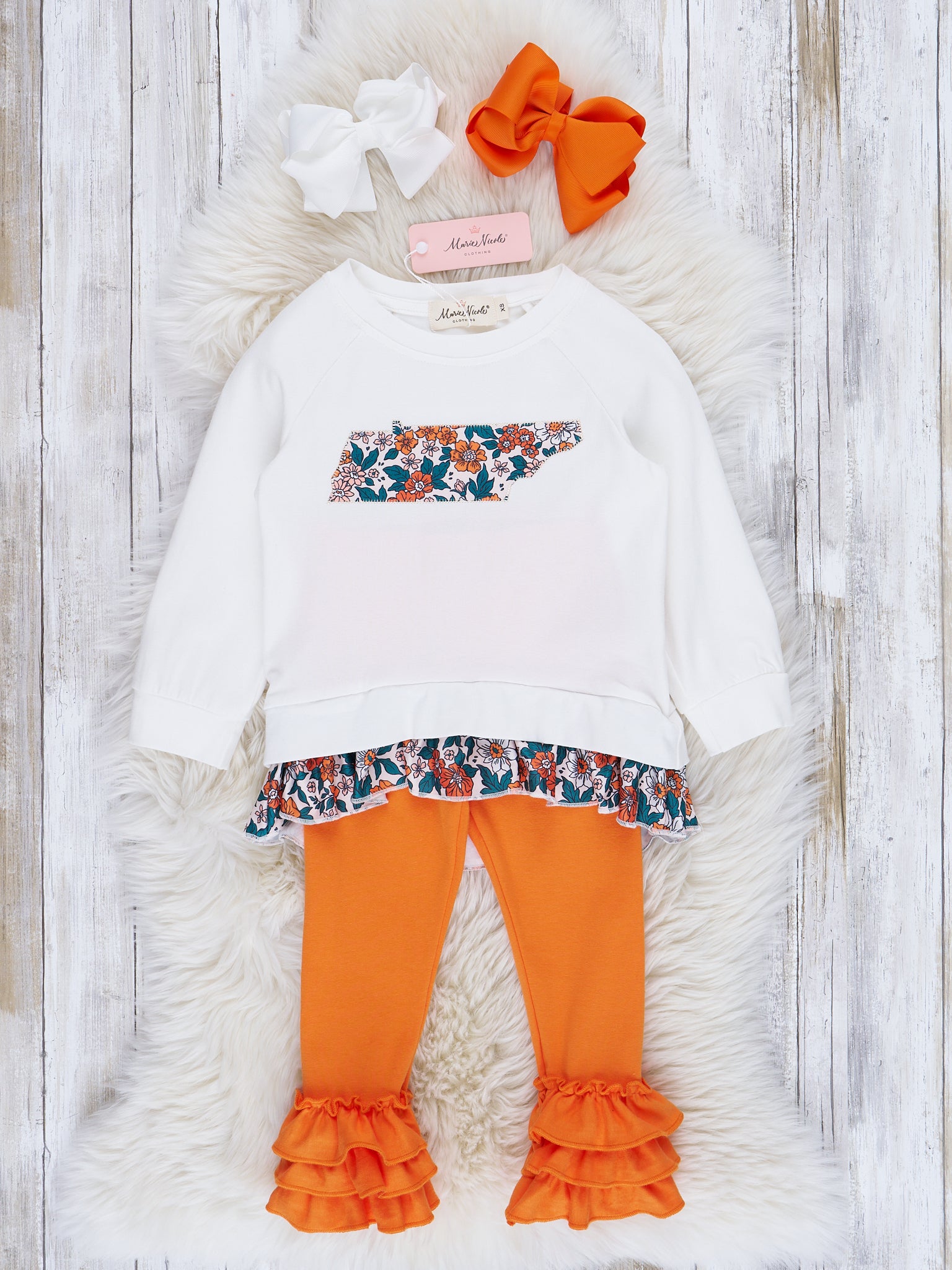 TN Orange Floral Cupcake Legging Outfit - Marie Nicole Clothing