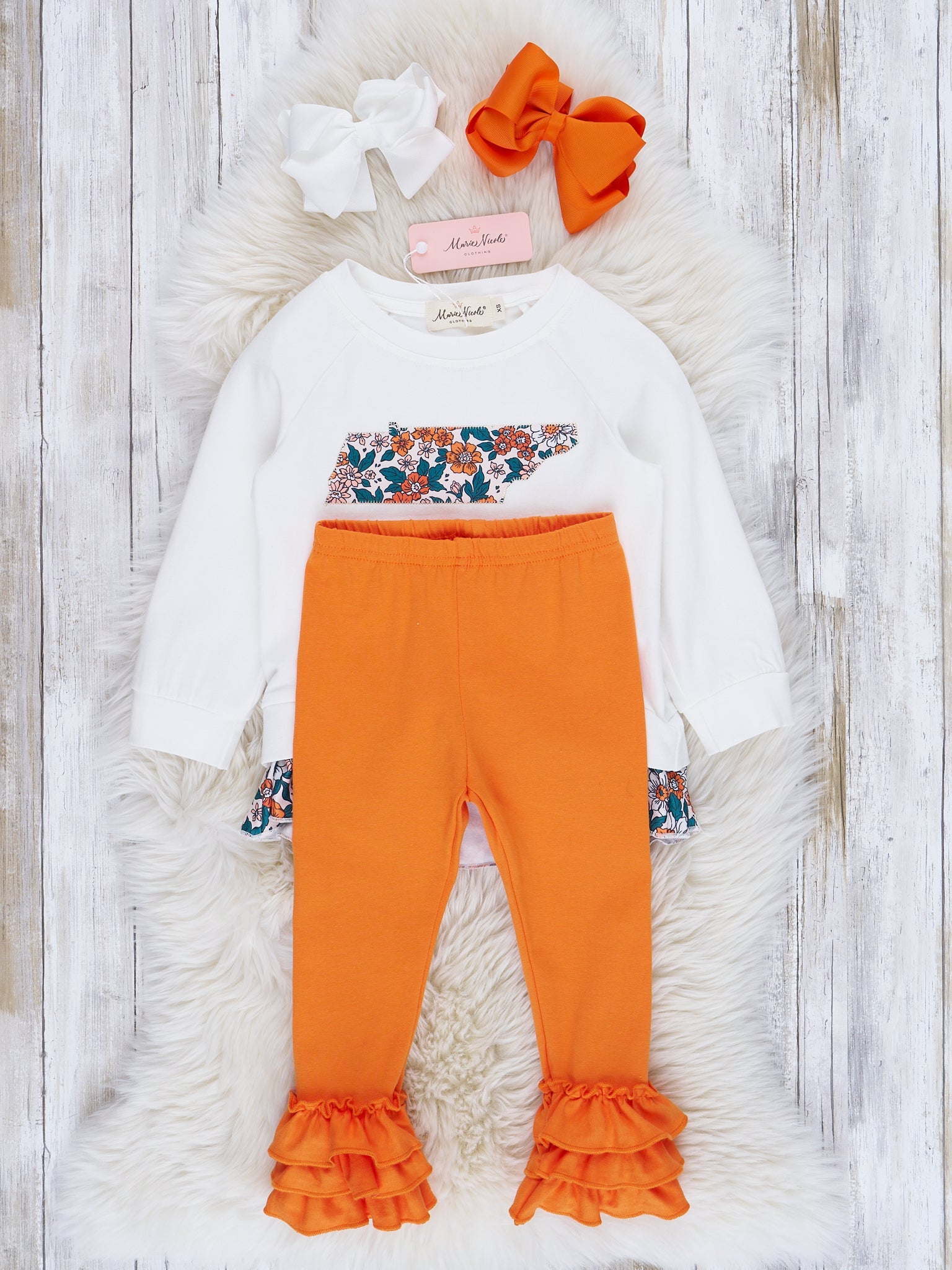 TN Orange Floral Cupcake Legging Outfit - Marie Nicole Clothing