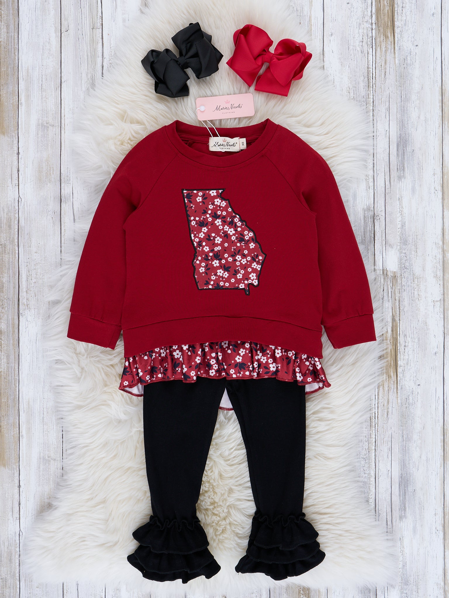 GA Red Floral Cupcake Legging Outfit - Marie Nicole Clothing