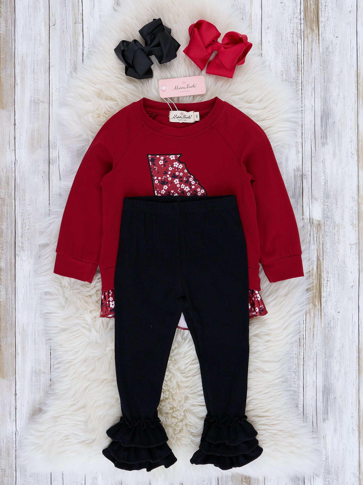 GA Red Floral Cupcake Legging Outfit - Marie Nicole Clothing