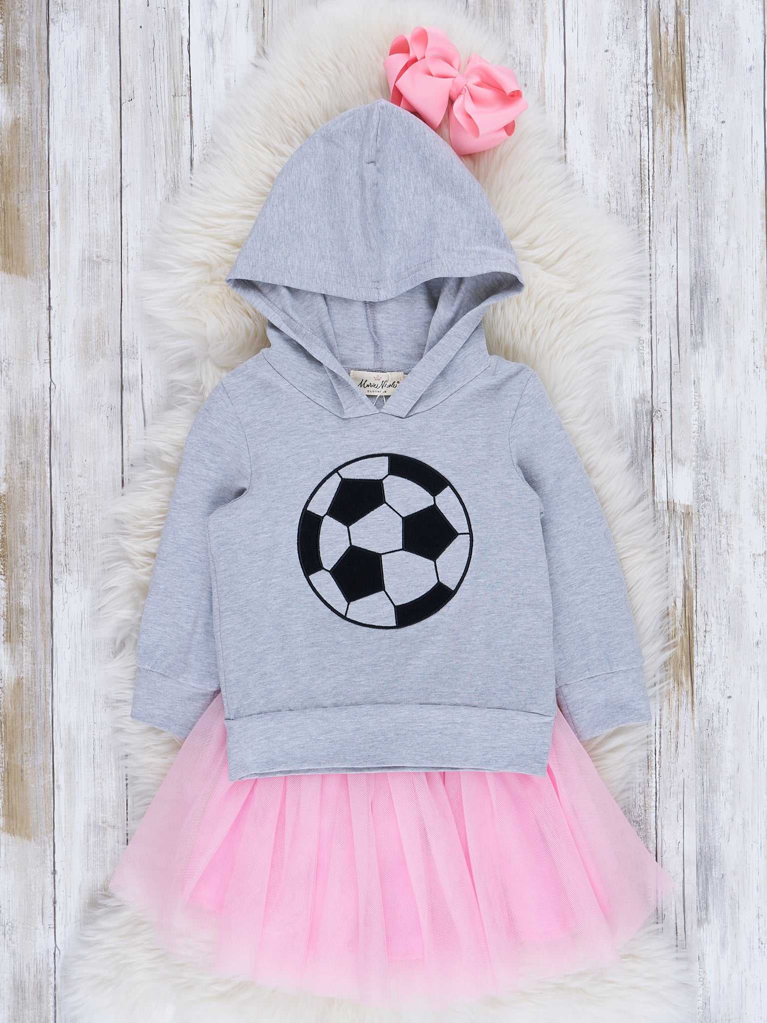 Grey & Pink Soccer Princess Tulle Outfit - Marie Nicole Clothing