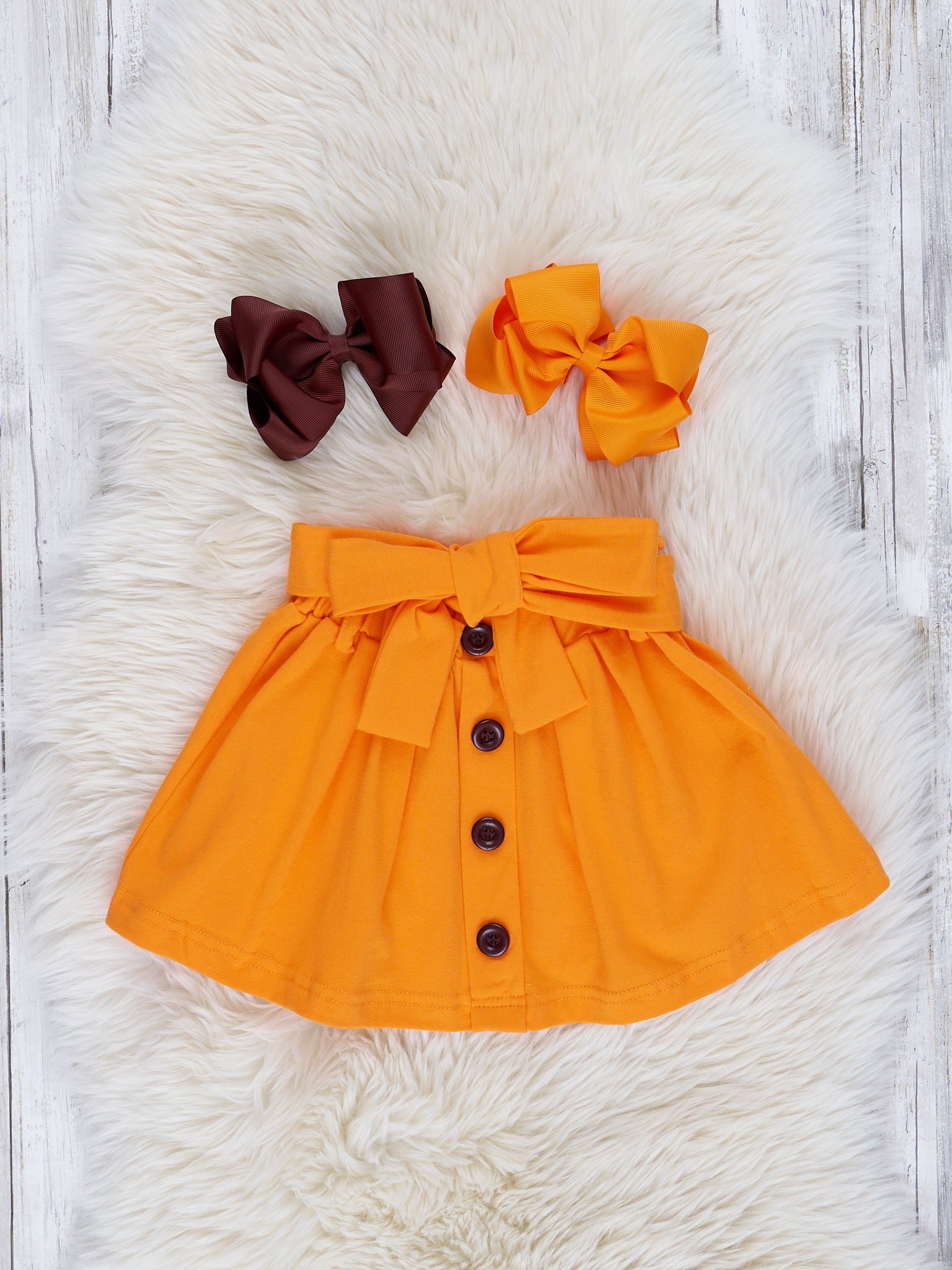 Brown & Orange Embroidered Gourd Outfit w/ Skirt - Marie Nicole Clothing