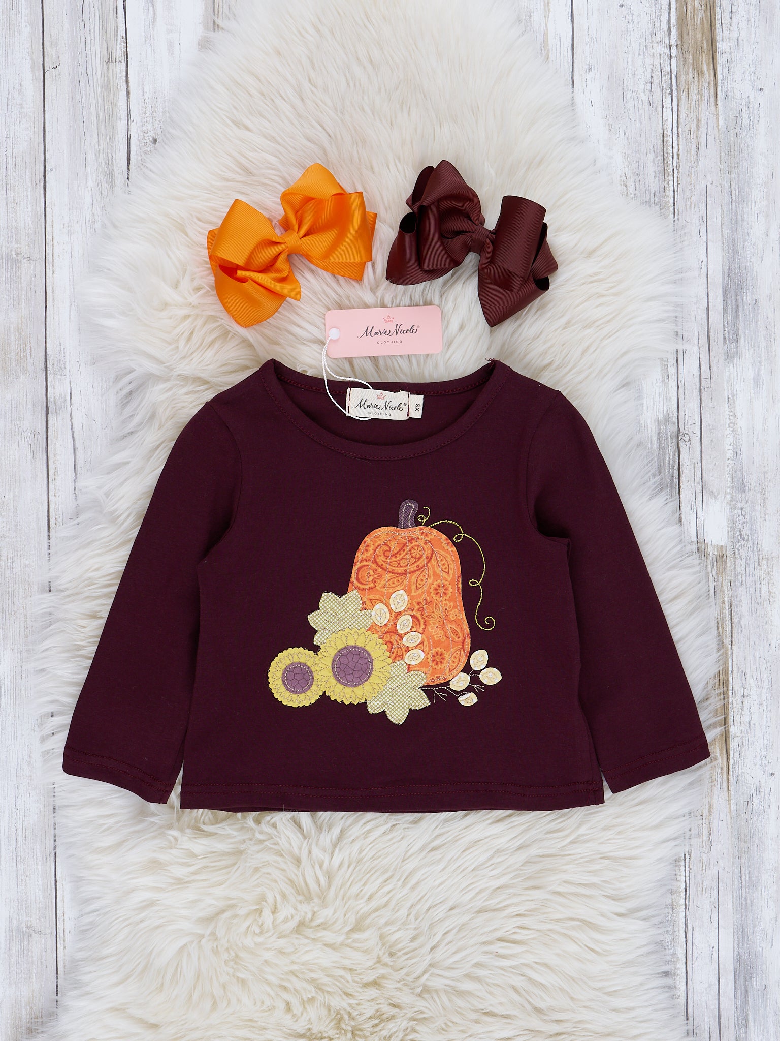Brown & Orange Embroidered Gourd Outfit w/ Skirt - Marie Nicole Clothing