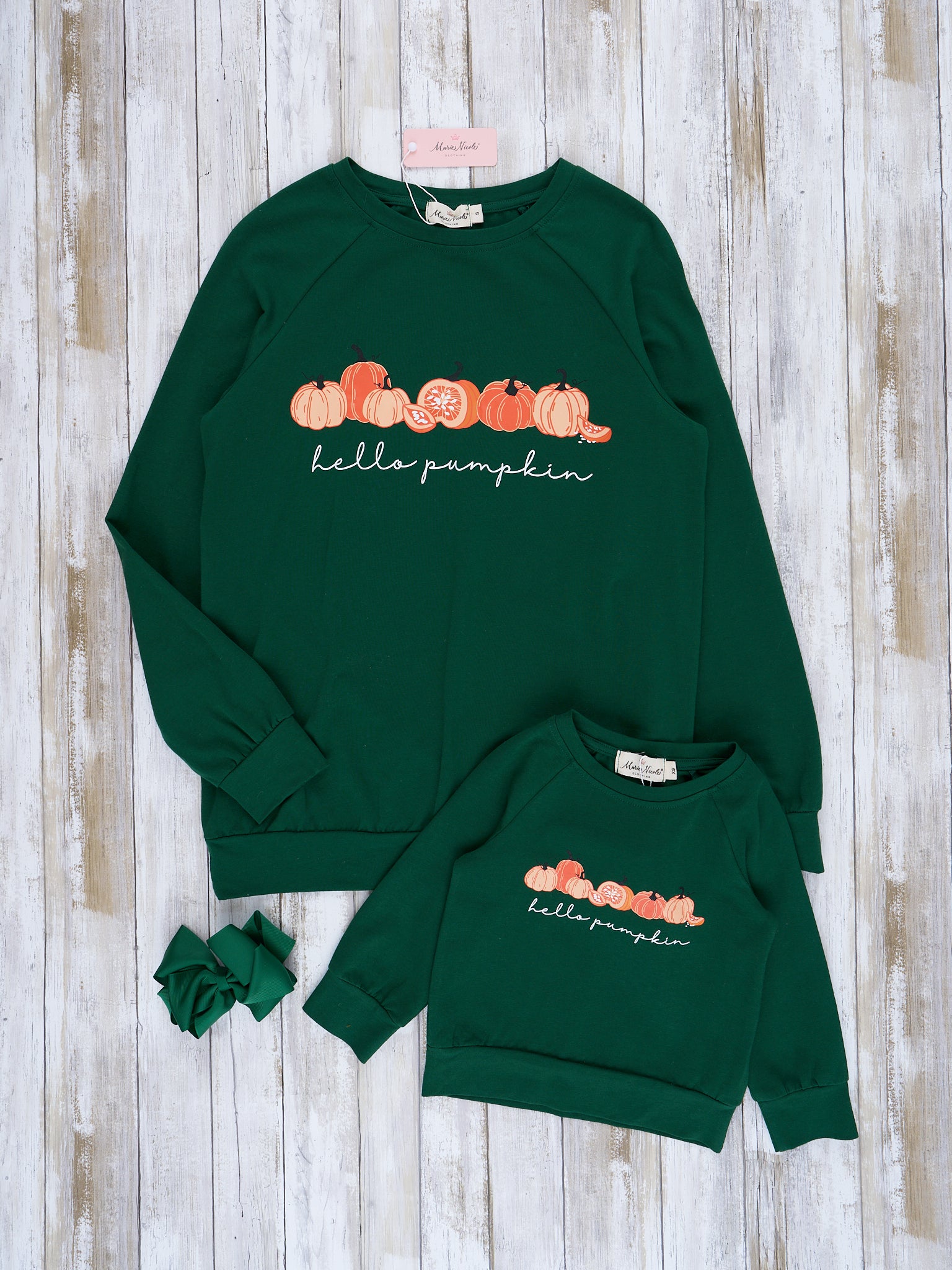 Mom & Me Olive "Hello Pumpkin" Crew Neck - Marie Nicole Clothing