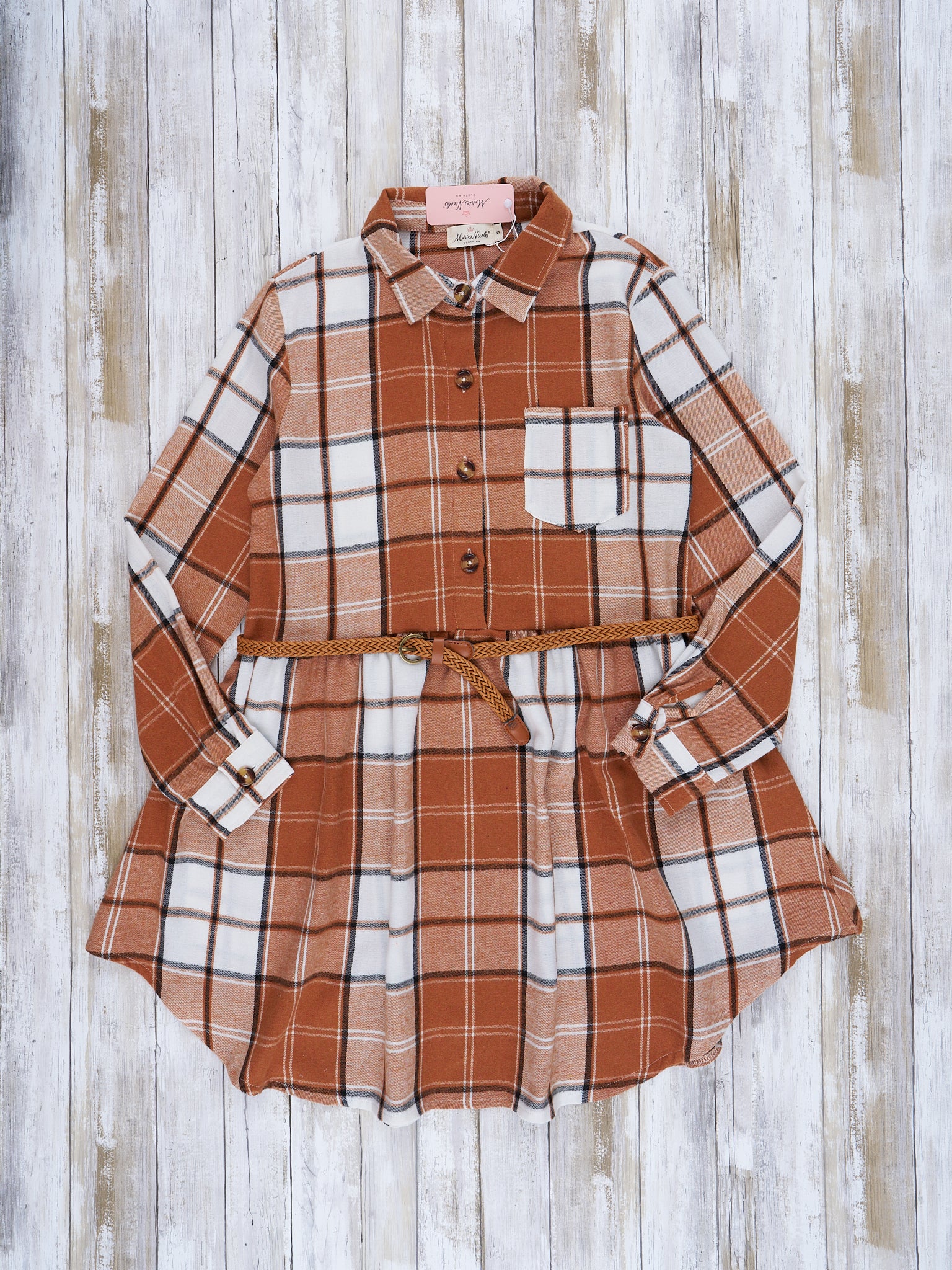 Mom & Me Autumnal Plaid Belted Tunic & Button Up Shirt - Marie Nicole Clothing
