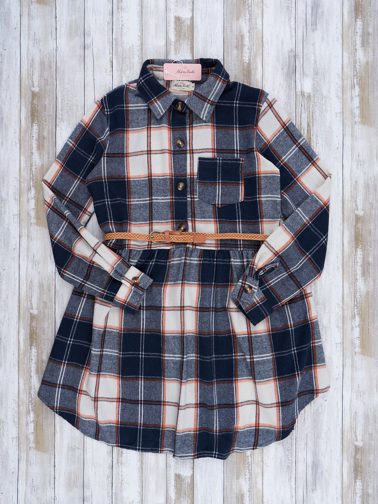 Mom & Me Autumnal Plaid Belted Tunic & Button Up Shirt - Marie Nicole Clothing