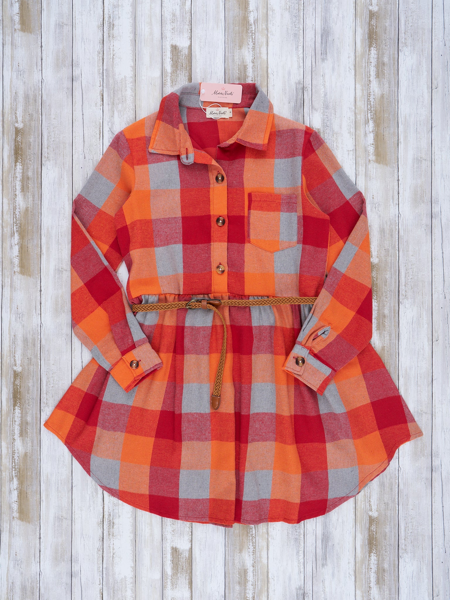 Mom & Me Autumnal Plaid Belted Tunic & Button Up Shirt - Marie Nicole Clothing