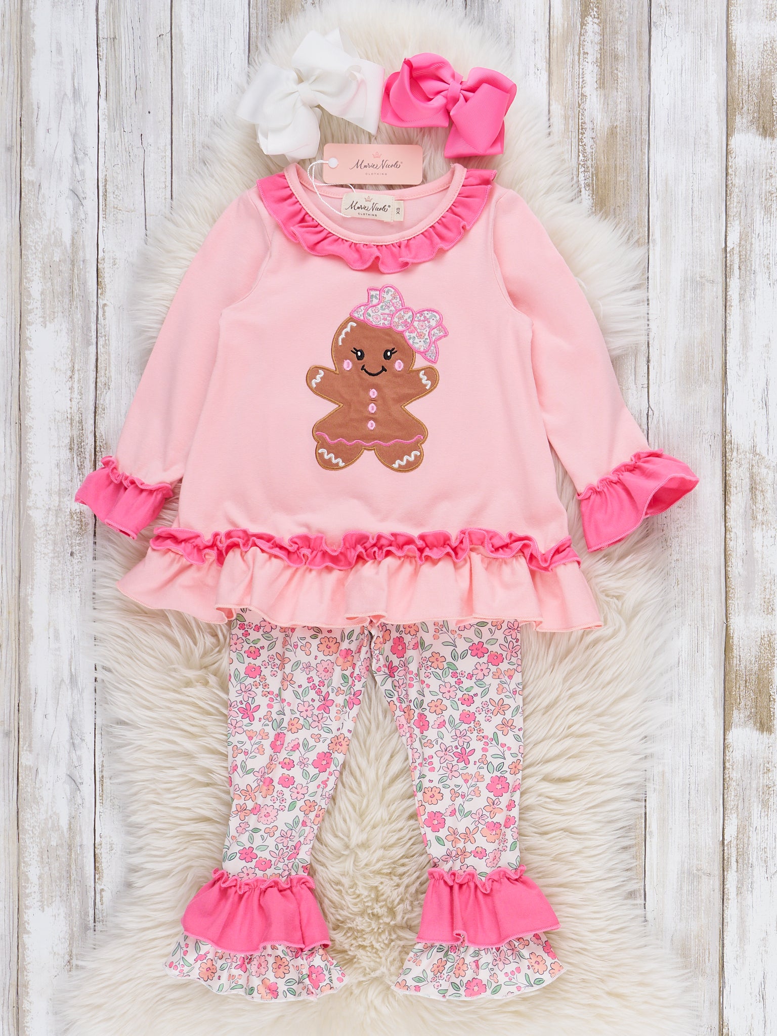 Gingerbread Dolly Embroidered Outfit - Marie Nicole Clothing